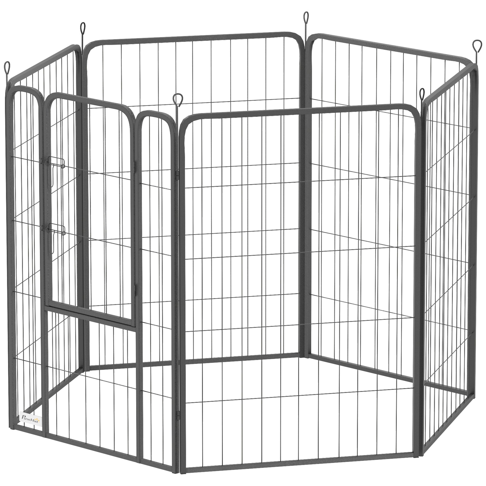 PawHut Laufstall für Hunde mit 6 Paneelen, robust, mit sicherer Tür, für drinnen und draußen, für Garten, Camping, 100 cm hoch