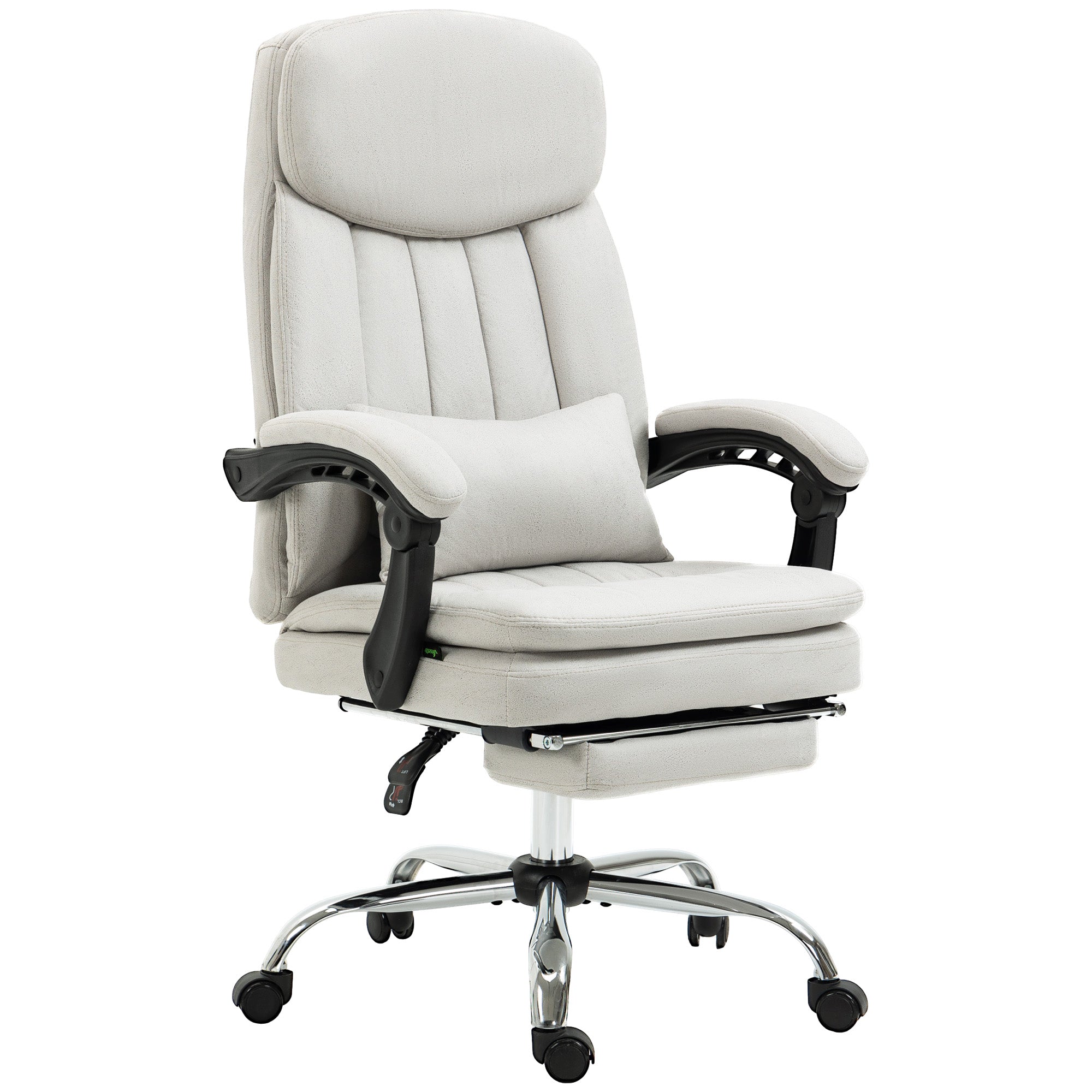 Vinsetto Bürostuhl mit Massage- und Heizfunktion, ergonomisch, 66x67x110-118cm, Cremeweiß