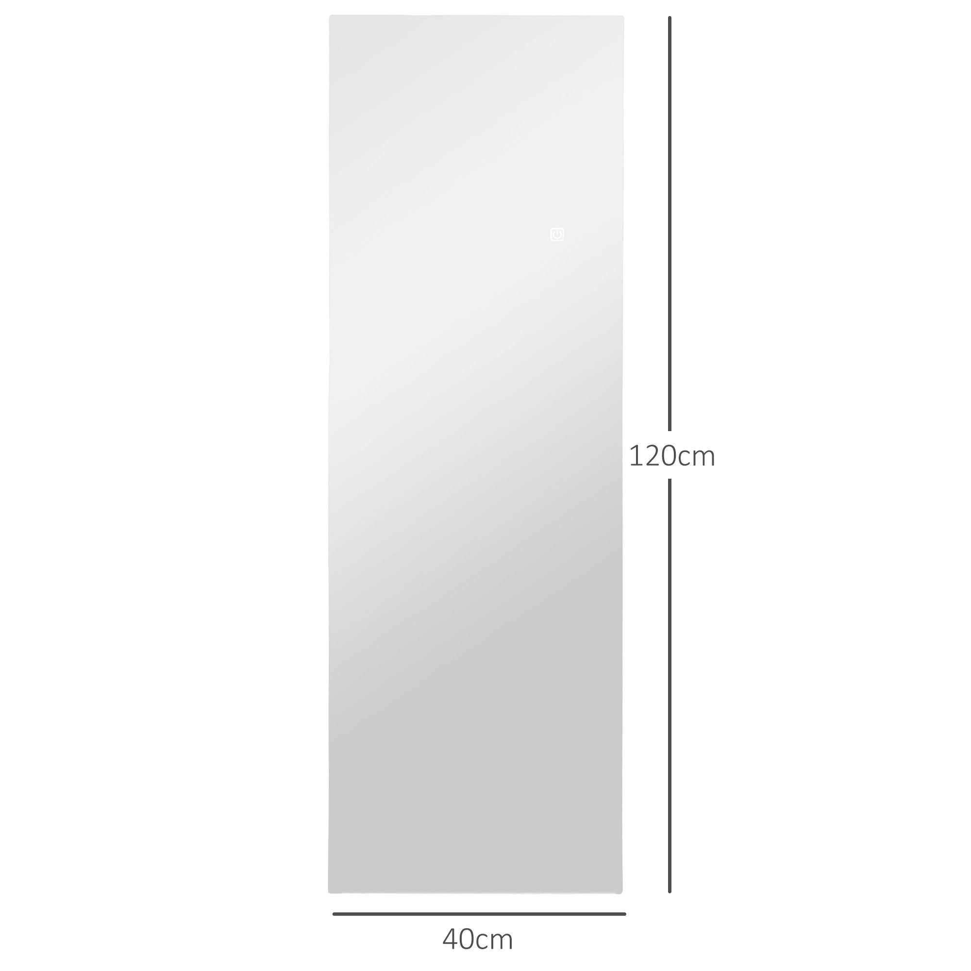 HOMCOM LED Ganzkörperspiegel, dimmbar, rahmenlos, Touch-Steuerung, 40 x 120 cm