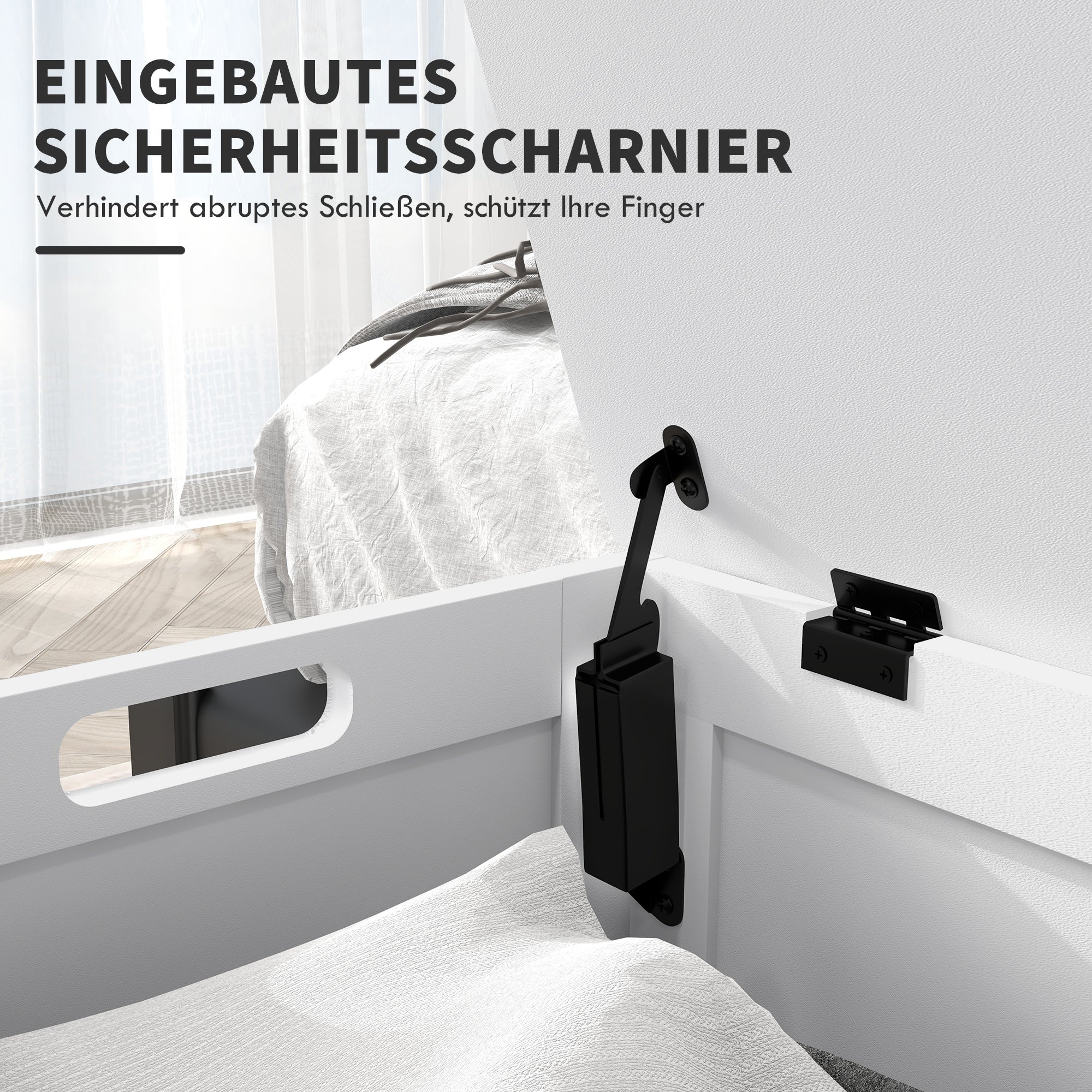 HOMCOM Aufbewahrungsbox Aufbewahrunskiste Spielzeugtruhe, MDF, 2 Griffe, 81 x 40 x 46 cm, Weiß