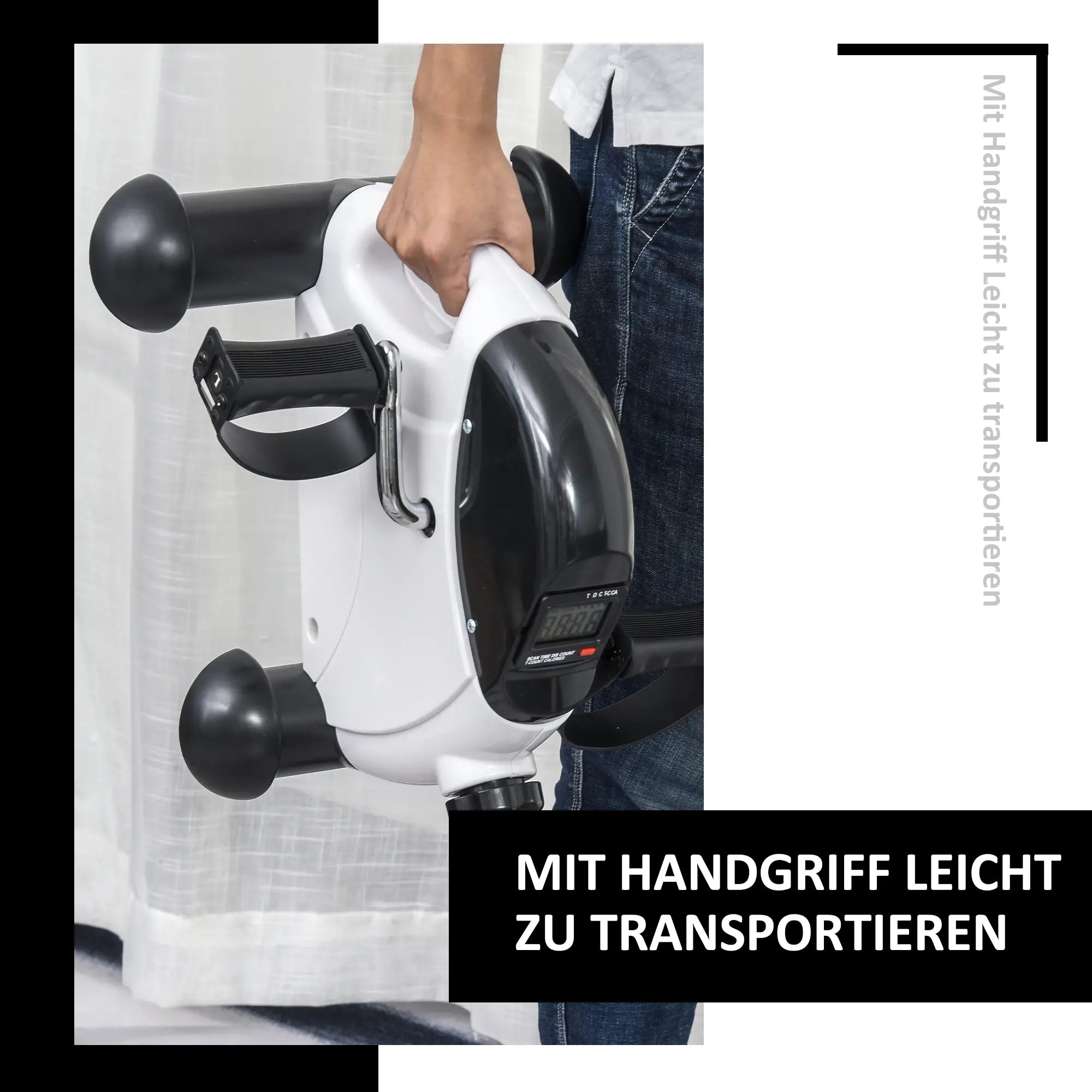 HOMCOM Mini Heimtrainer Fitnessbike Pedaltrainer mit LED Display 5 Modelle Arm und Beintrainer Fitnessgerät Hometrainer für Senioren Zuhause Heim Büro 40 x 39 x 29 cm Weiß