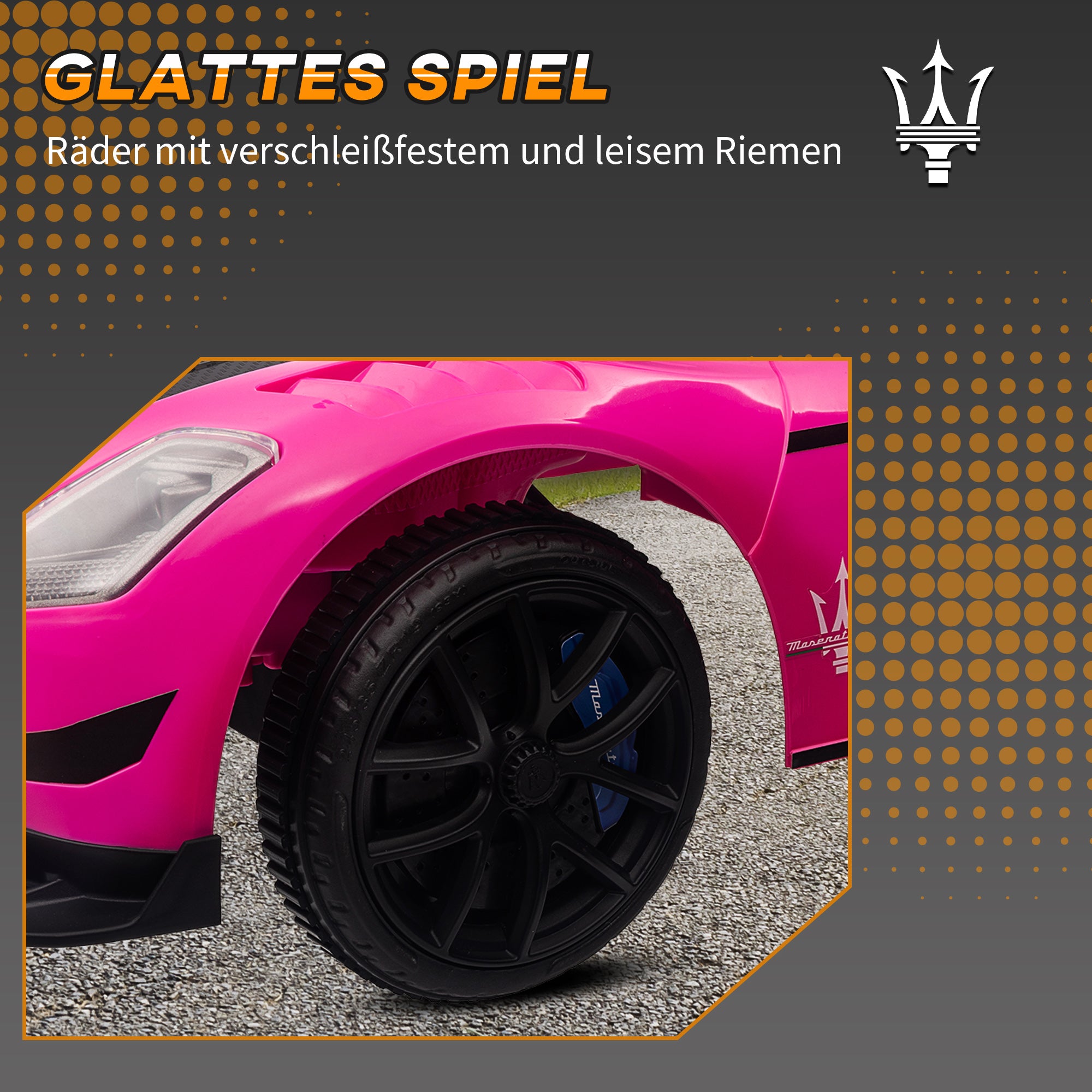 AIYAPLAY Rutschauto, Lizenzfahrzeug, interaktive Hupen- und Musikknöpfe, Kunststoff und Stahl, Rosa, 65 x 29 x 37 cm