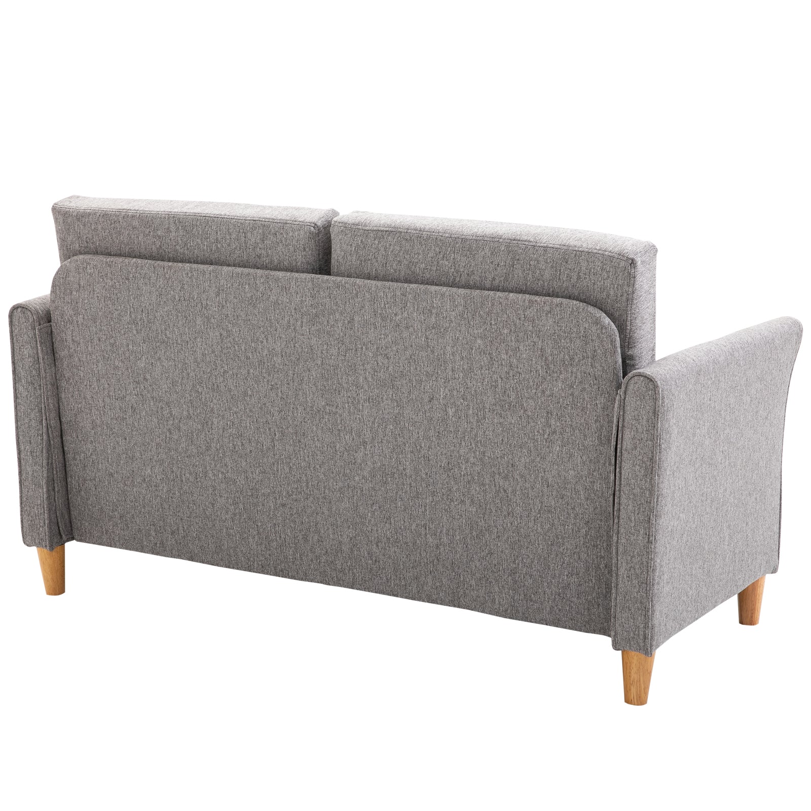 HOMCOM® Zweisitzer Sofa | Abnehmbare Kissen | Leinen, Schaumstoff, Kautschukholz | Hellgrau | 141 x 70 x 78 cm