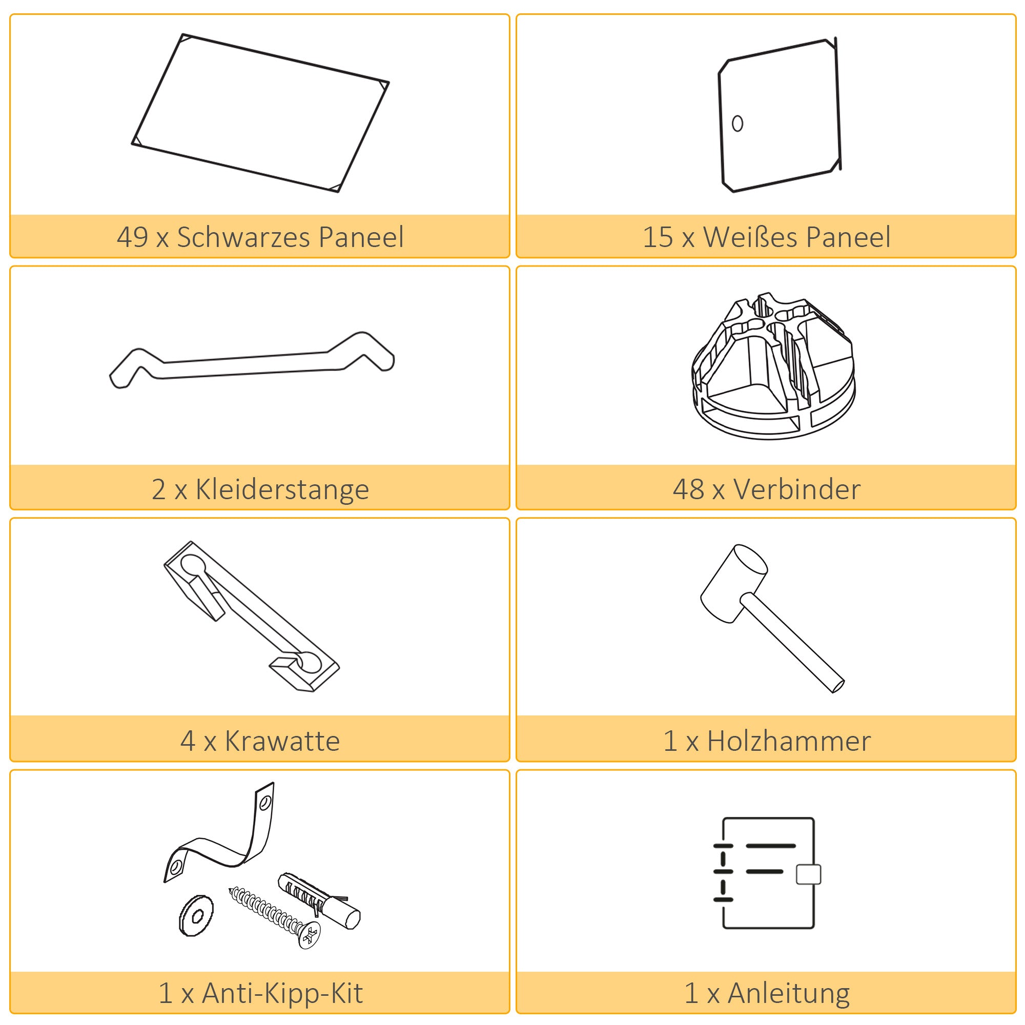 HOMCOM Kleiderschrank im Würfeldesign, 2 große und 9 kleine Würfel, Kunststoff, Metall, 111L x 47B x 183H cm, Schwarz+Weiß