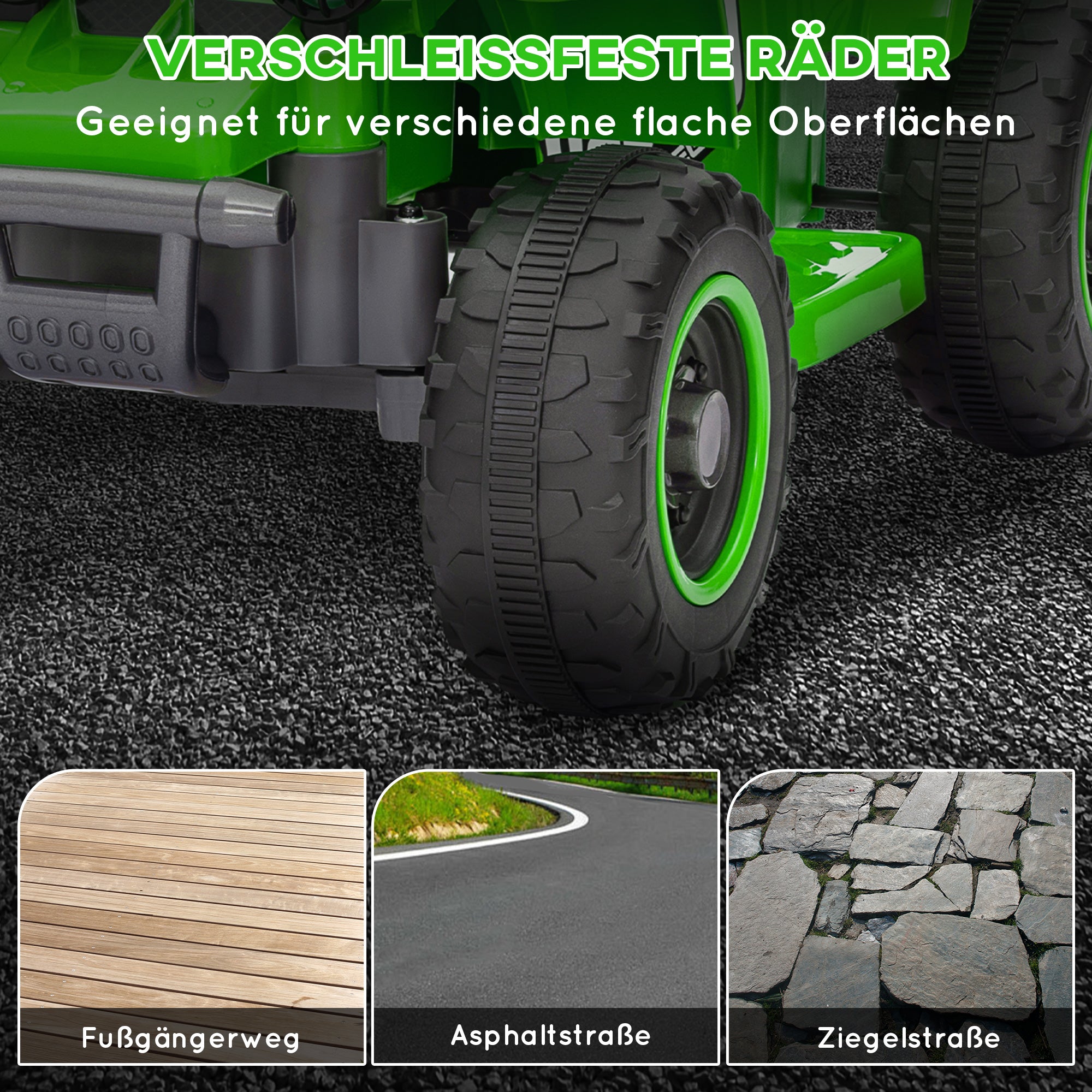 AIYAPLAY Elektrisches Quad Bike für Kinder, batteriebetrieben, fährt vorwärts und rückwärts, LED-Lichter, 18-36 Monate, Grün