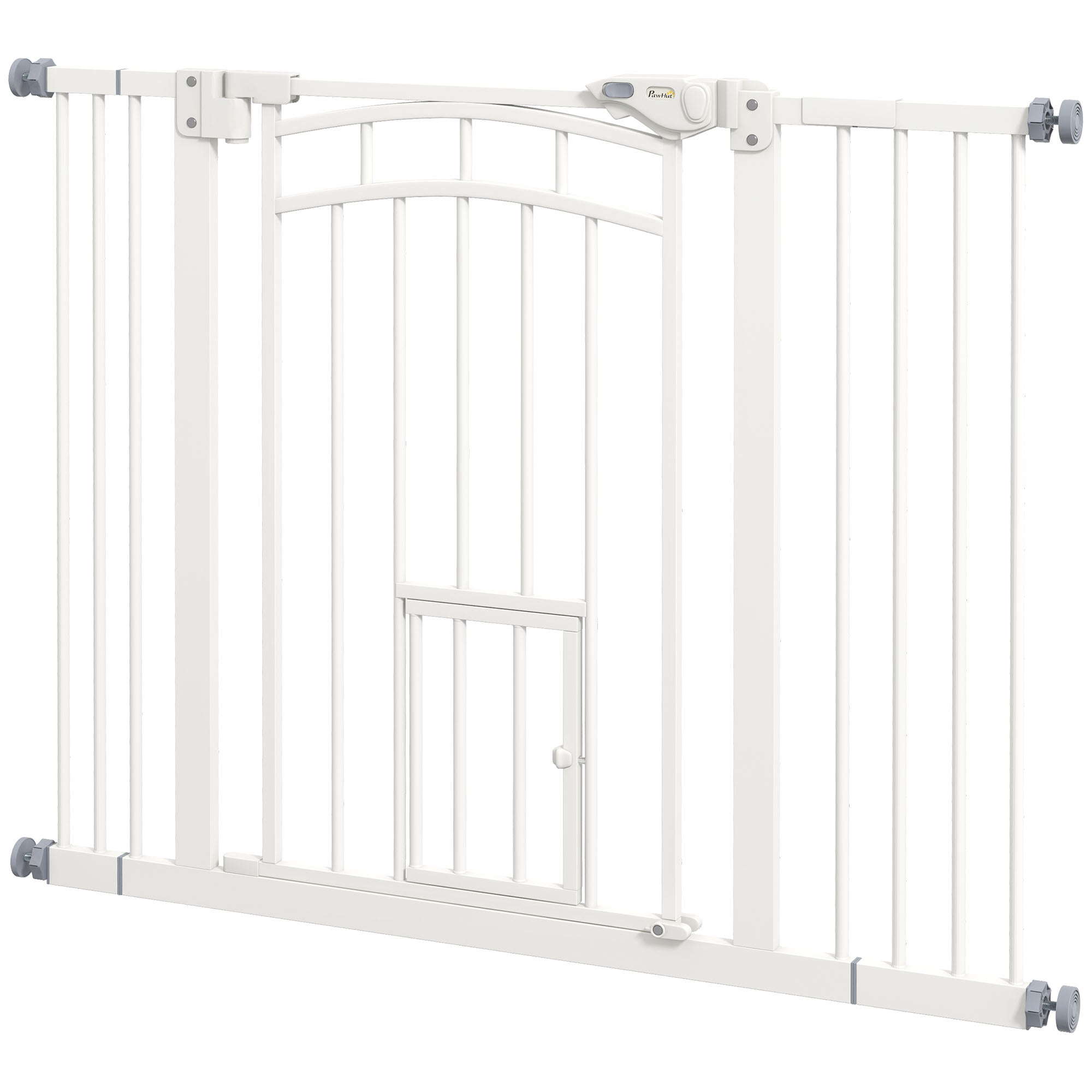 PawHut Treppenschutzgitter Hundeschutzgitter, automatisches Schließen, Einhandbedienung,100 cm x 4 cm x 76 cm, Weiß