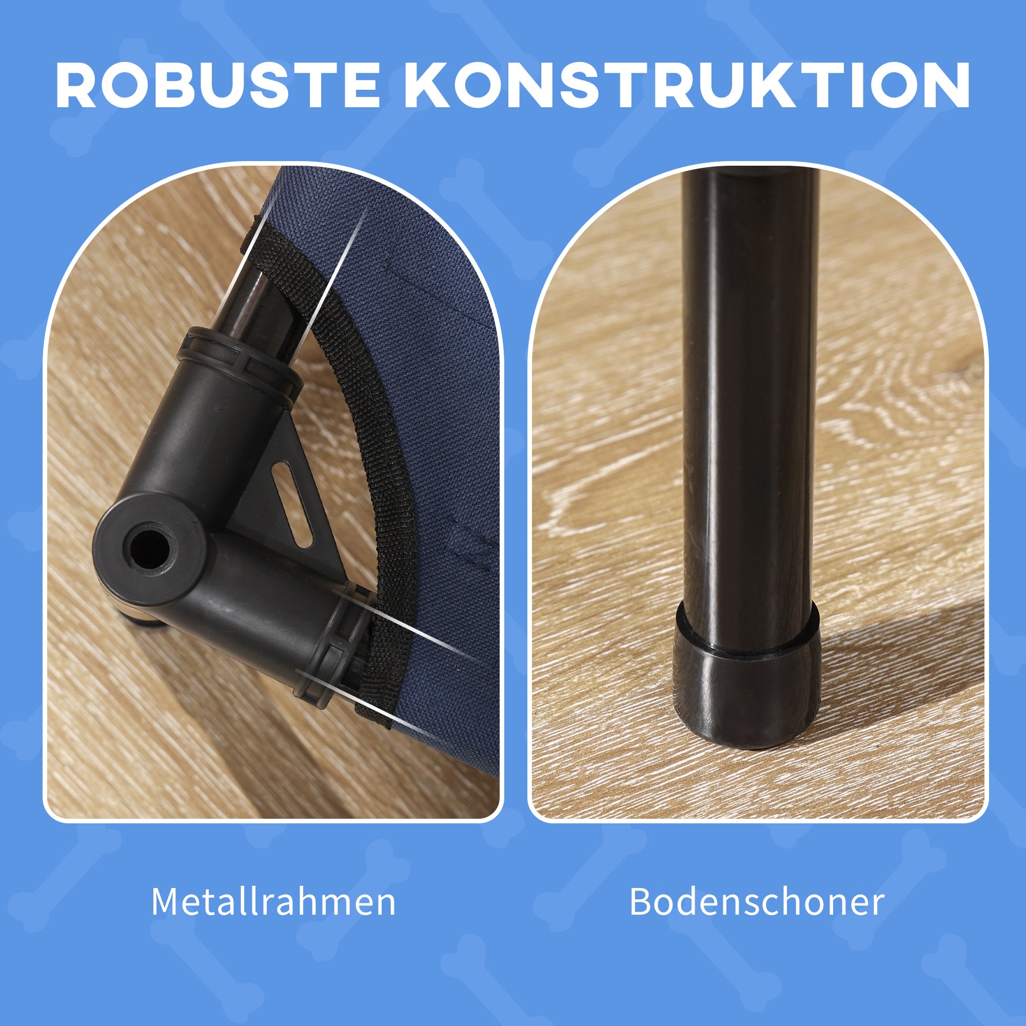 PawHut Haustierbett Outdoor-Hundebett, wetterbeständig, mit Baldachin, 61cm x 46 cm x 62 cm, Blau + Schwarz