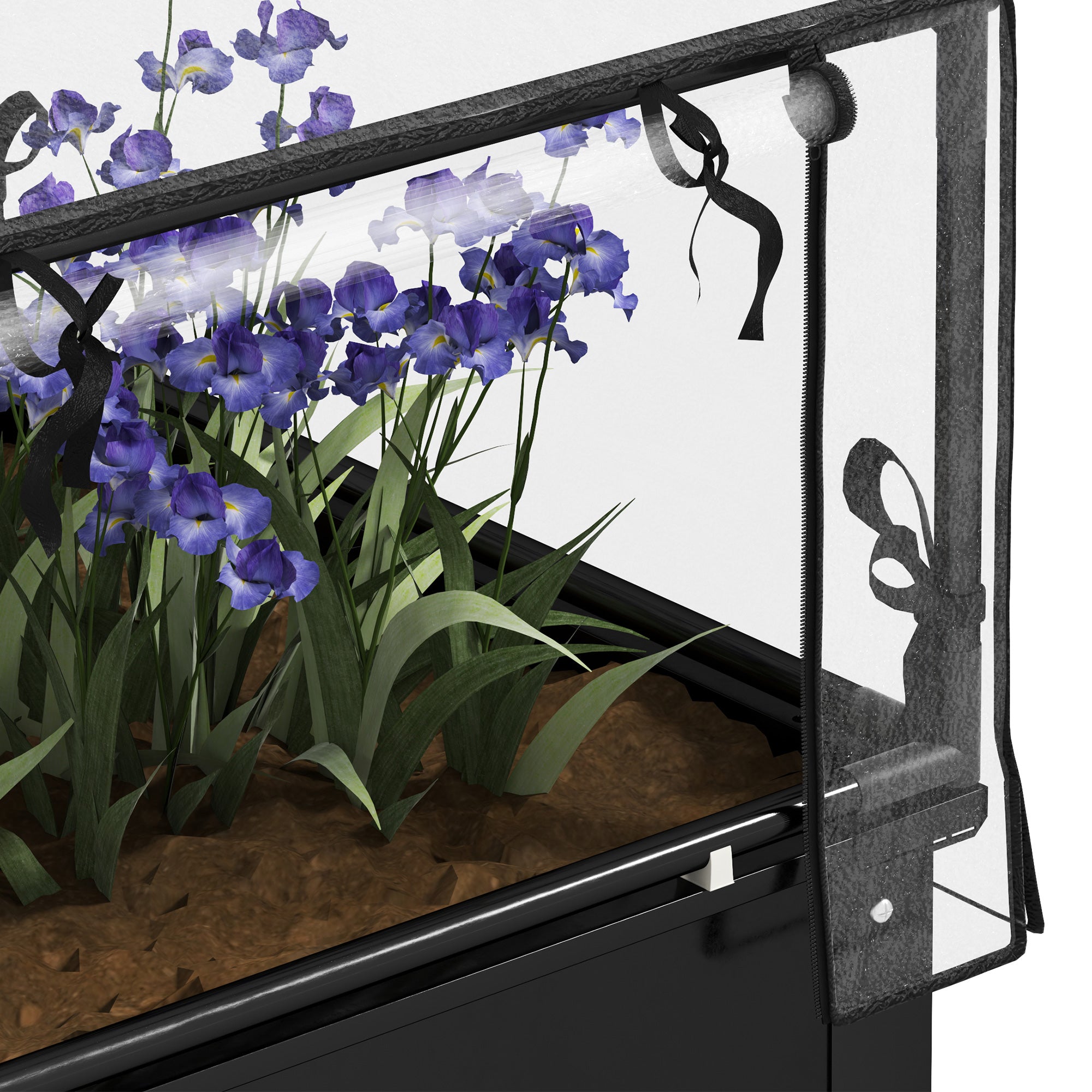 Outsunny Hochbeet mit Gewächshaus-Dach, Erhöhte Pflanzenbox mit Ablauflöchern, 60 x 60 x 120 cm, Schwarz