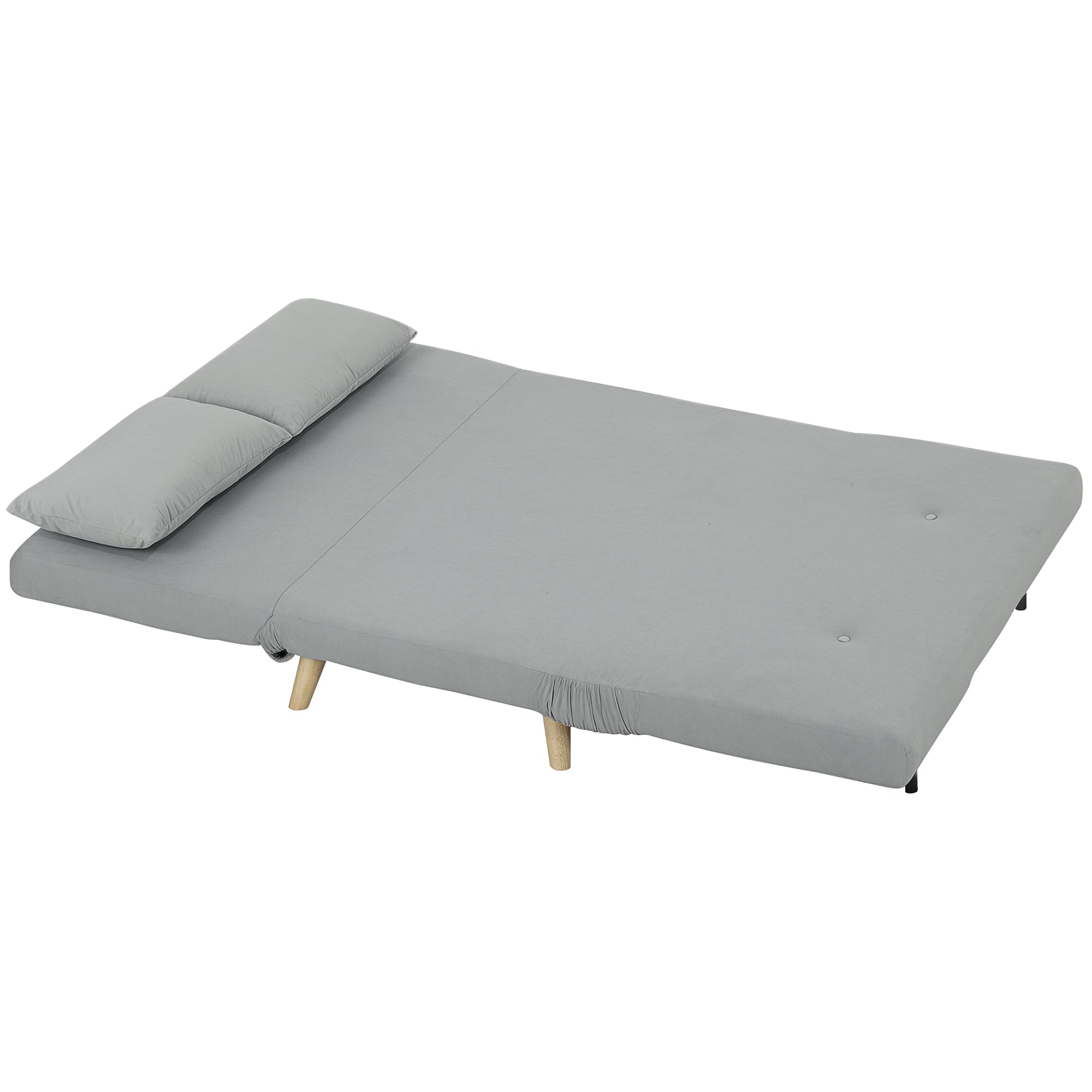 HOMCOM Schlafsofa Relaxsofa Sofa Couch, inkl. 2 Kissen, Samtoptik, 130 x 78 x 79 cm, Hellgrau