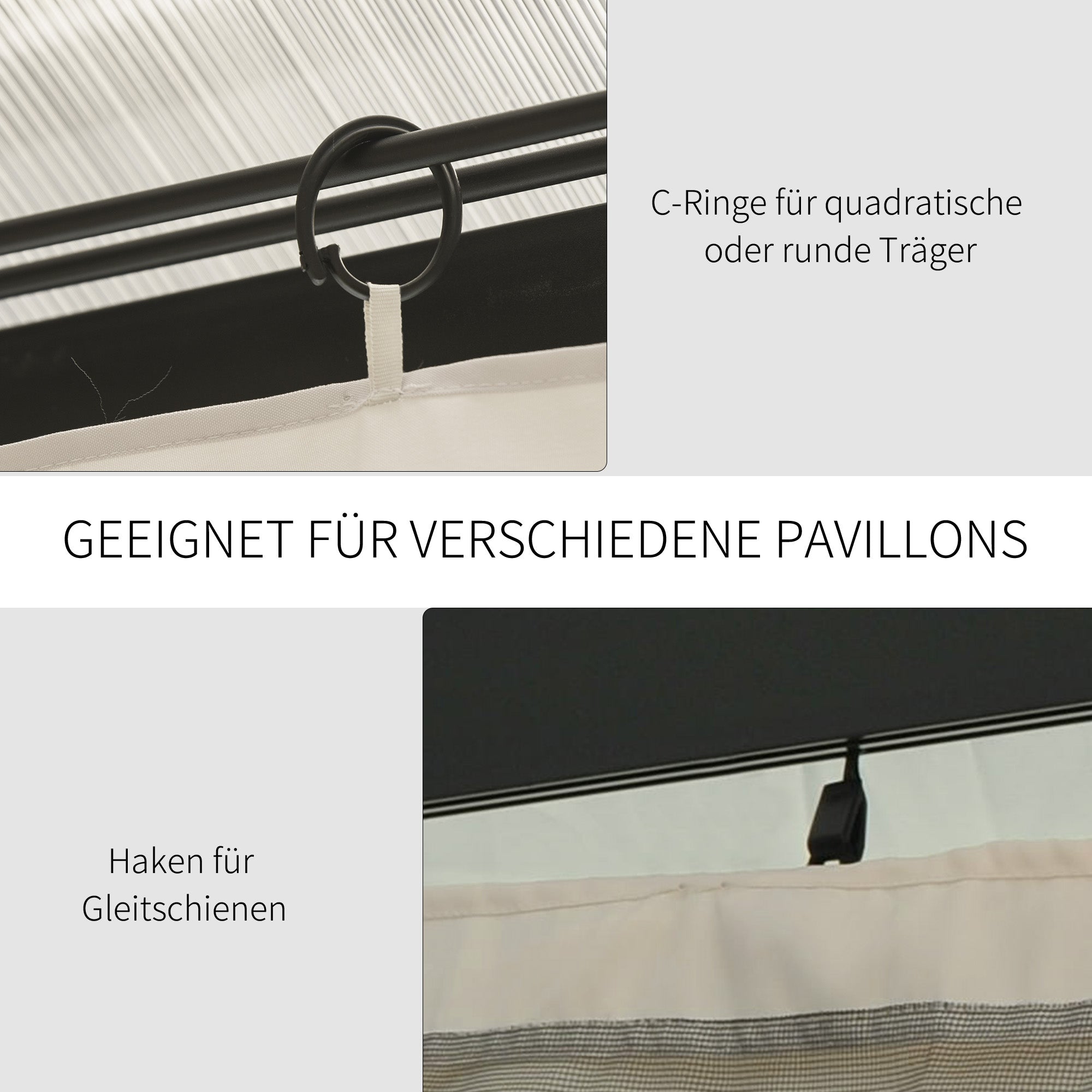 Outsunny Seitenwand 4er Set für 3x4m Pavillon Seitenteile mit Haken 352 x 205 cm Wasserdicht stabil winterfest Seitenteil Seitenwände für Partyzelt Gartenpavillon Beige