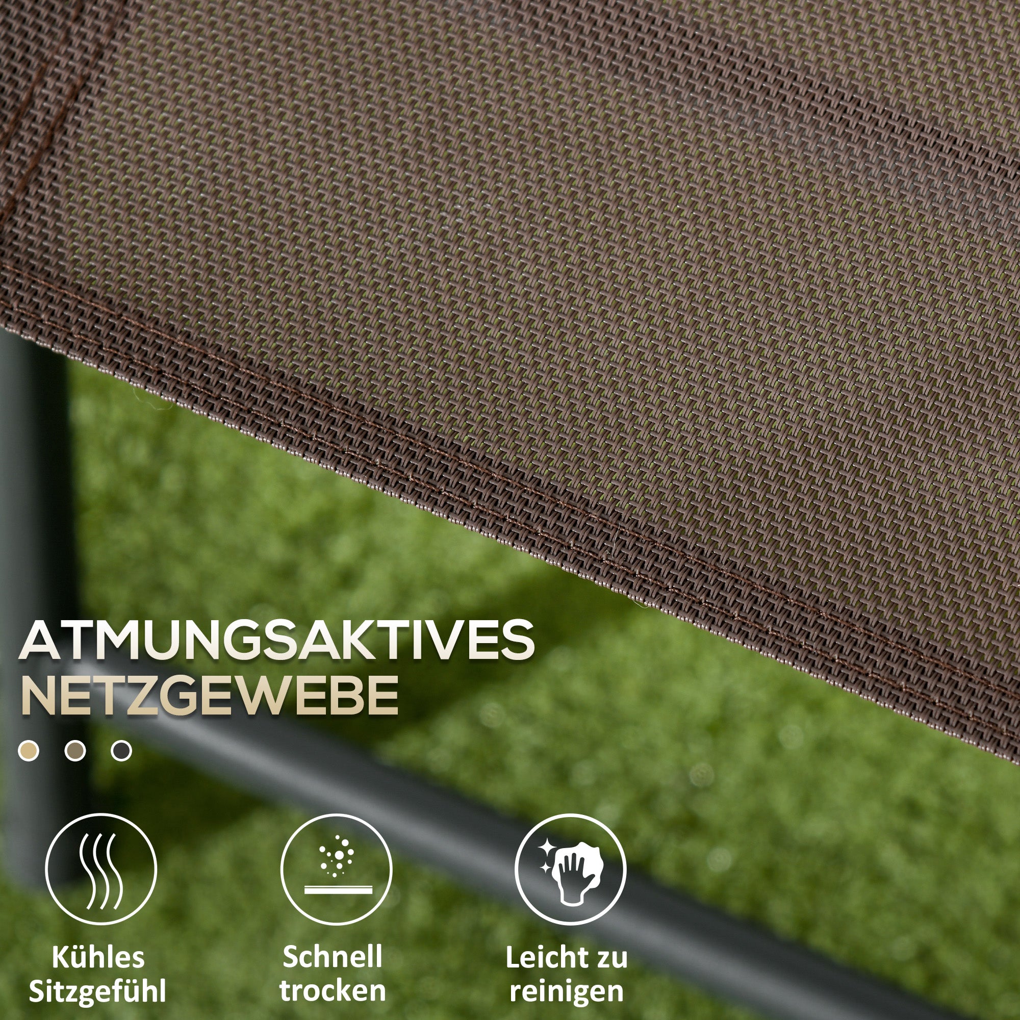 Outsunny Bistro-Set 3-teilig aus Metall Wetterfest Gartenmöbel Set mit klappbar Glastisch Gartenstühlen Braun