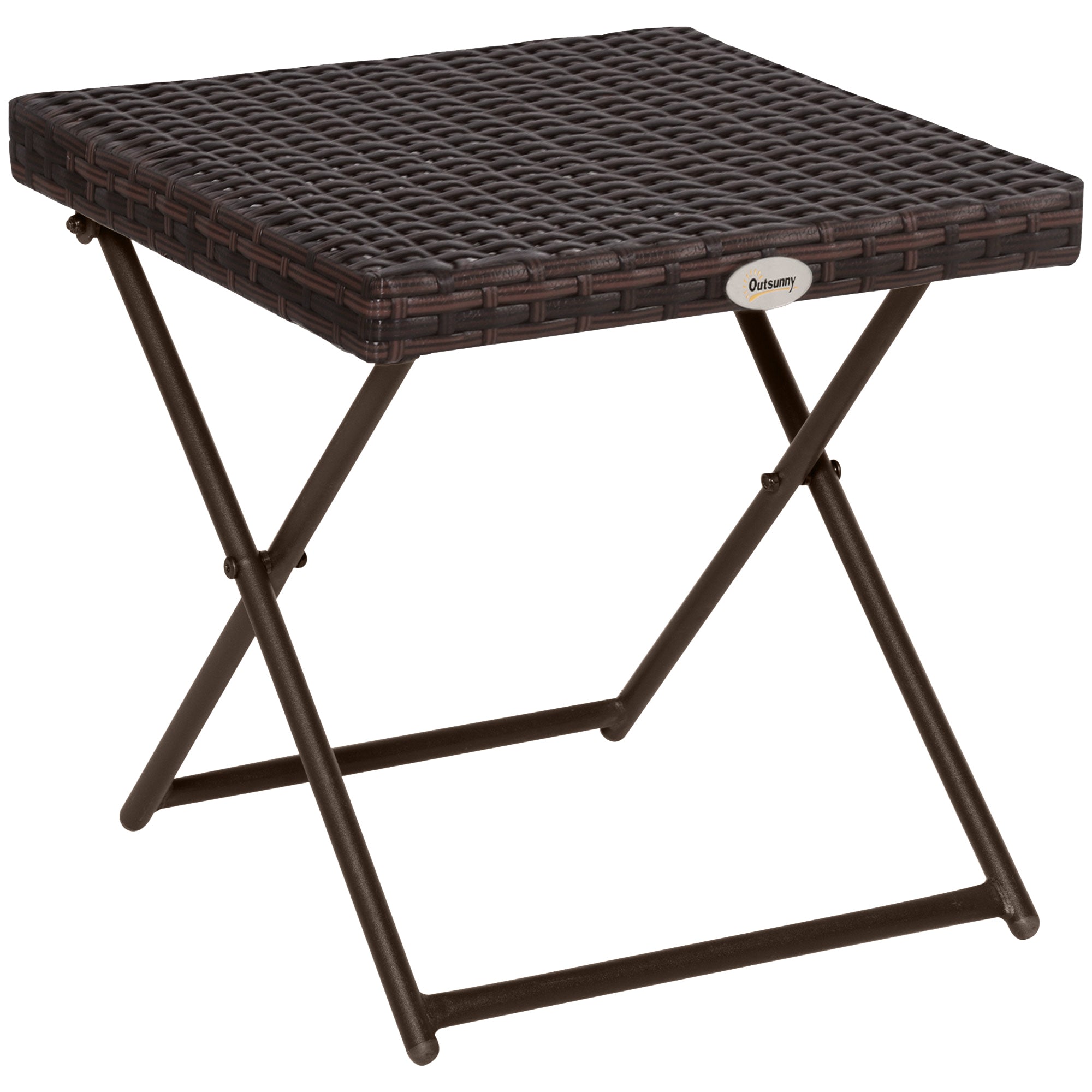 Outsunny Beistelltisch aus Polyrattan klappbar Kaffeetisch Couchtisch Tablett Balkontisch Gartentisch Sofatisch Teetisch Gartenmöbel Rattantisch für Garten Terrasse Balkon, 40x40x40cm Braun