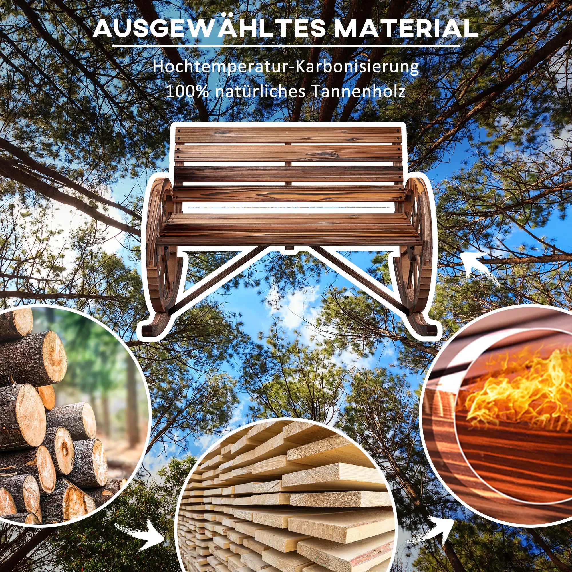 Outsunny 2-Sitzer Schaukelbank aus Holz im rustikalen Design