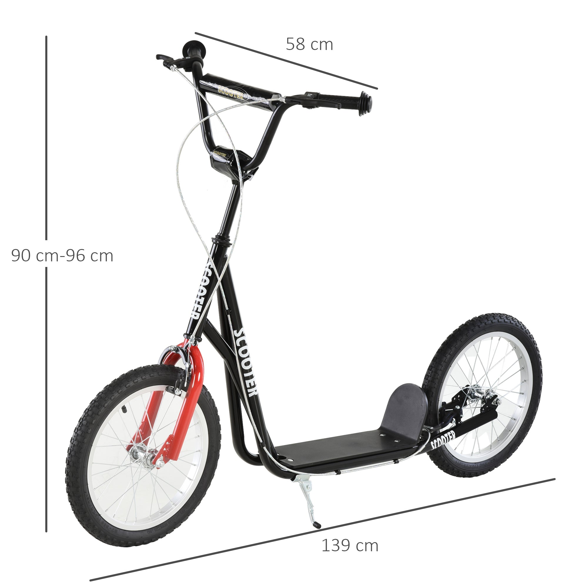 HOMCOM Kinderscooter mit Bremse höhenverstellbar Leichtbau Schwarz