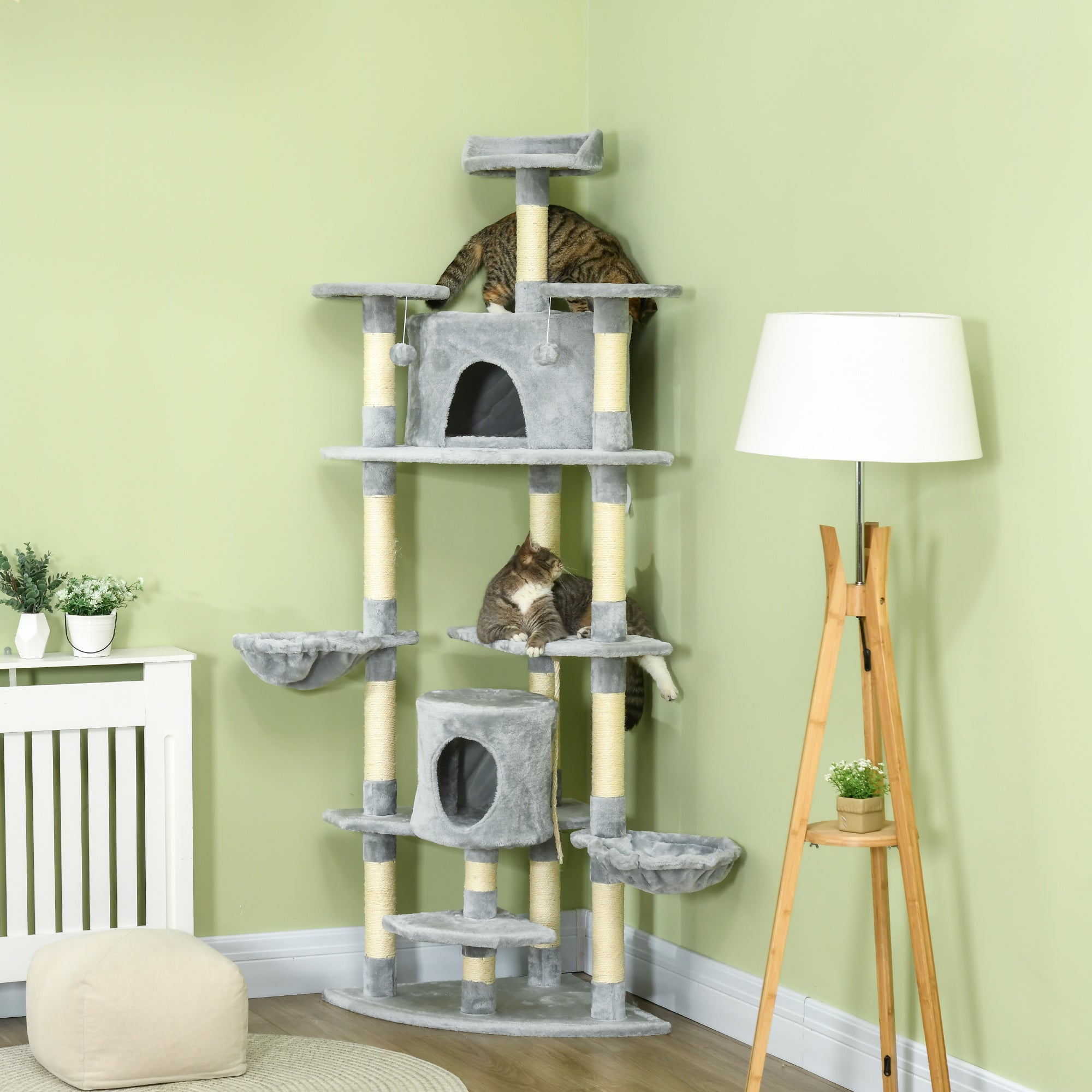 PawHut Kratzbaum Katzenzubehör 2-in-1 mit Höhlen & Hängematten