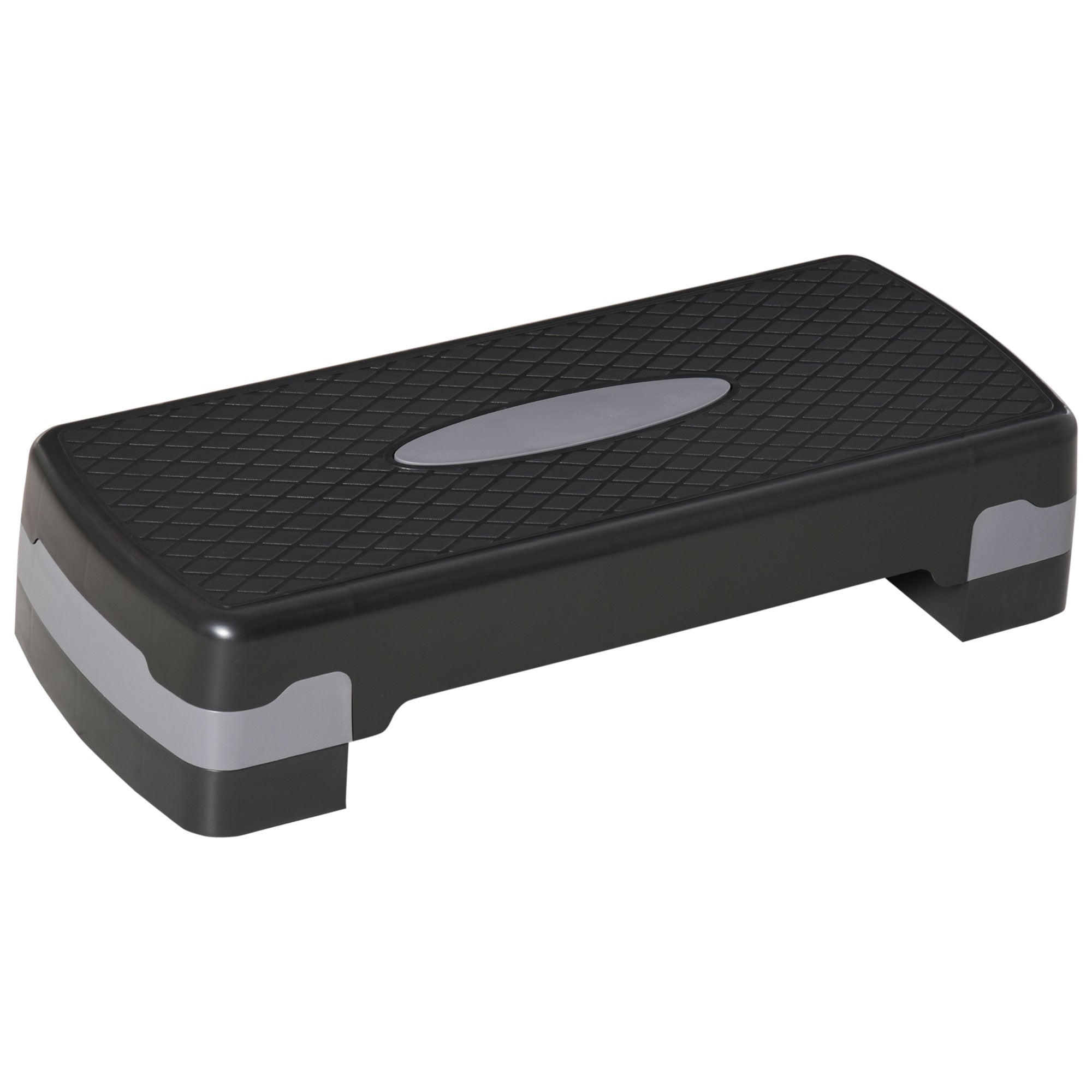HOMCOM Steppbrett Aerobic Fitness Heimtrainer Stepper 2-stufig höhenverstellbar(10/15 cm) geeignet für den Heim und Bürogebrauch Schwarz+Grau 68 x 29 x 15 cm