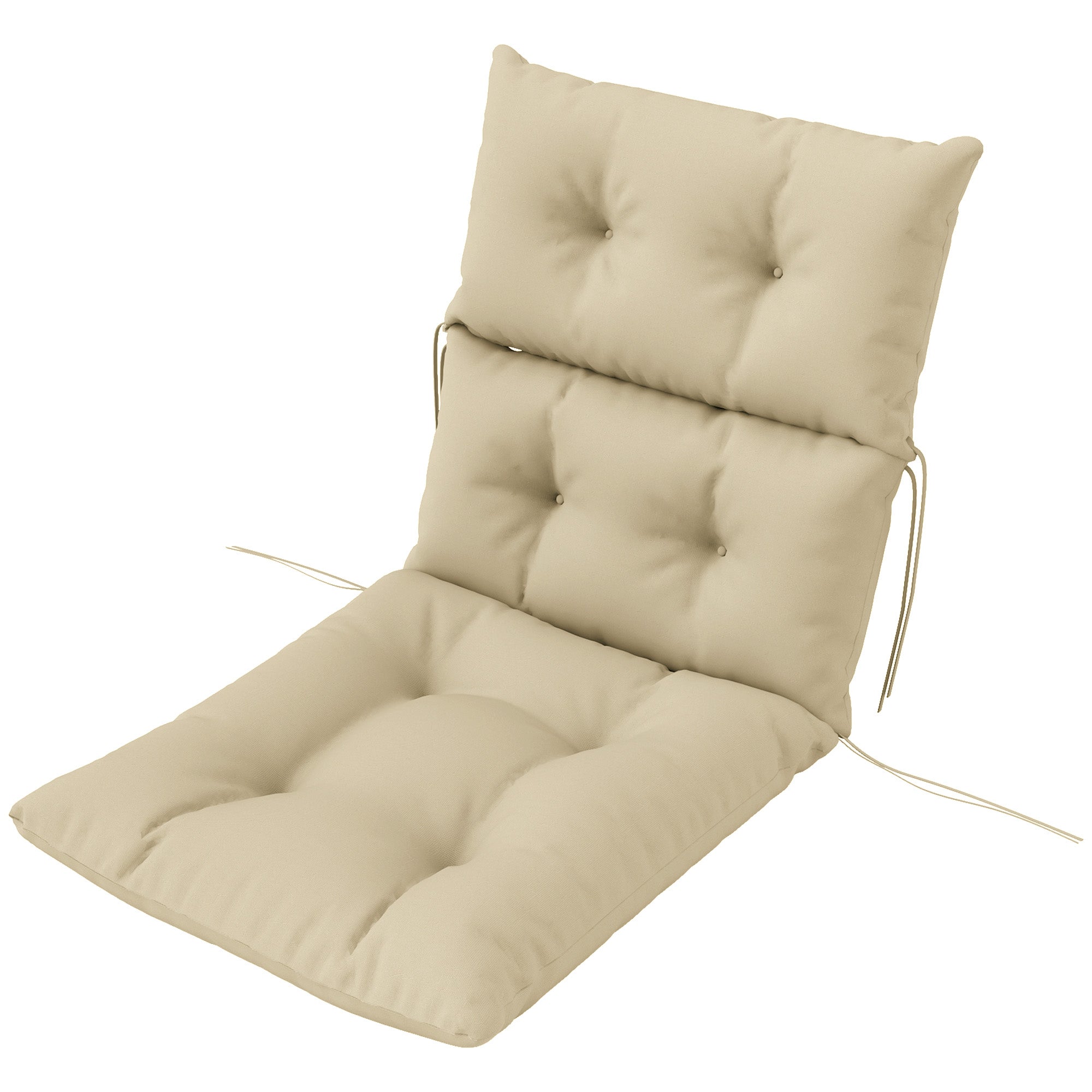 Outsunny Sitzkissen 115×56?cm mit Rückenlehne & Bindebändern, Beige