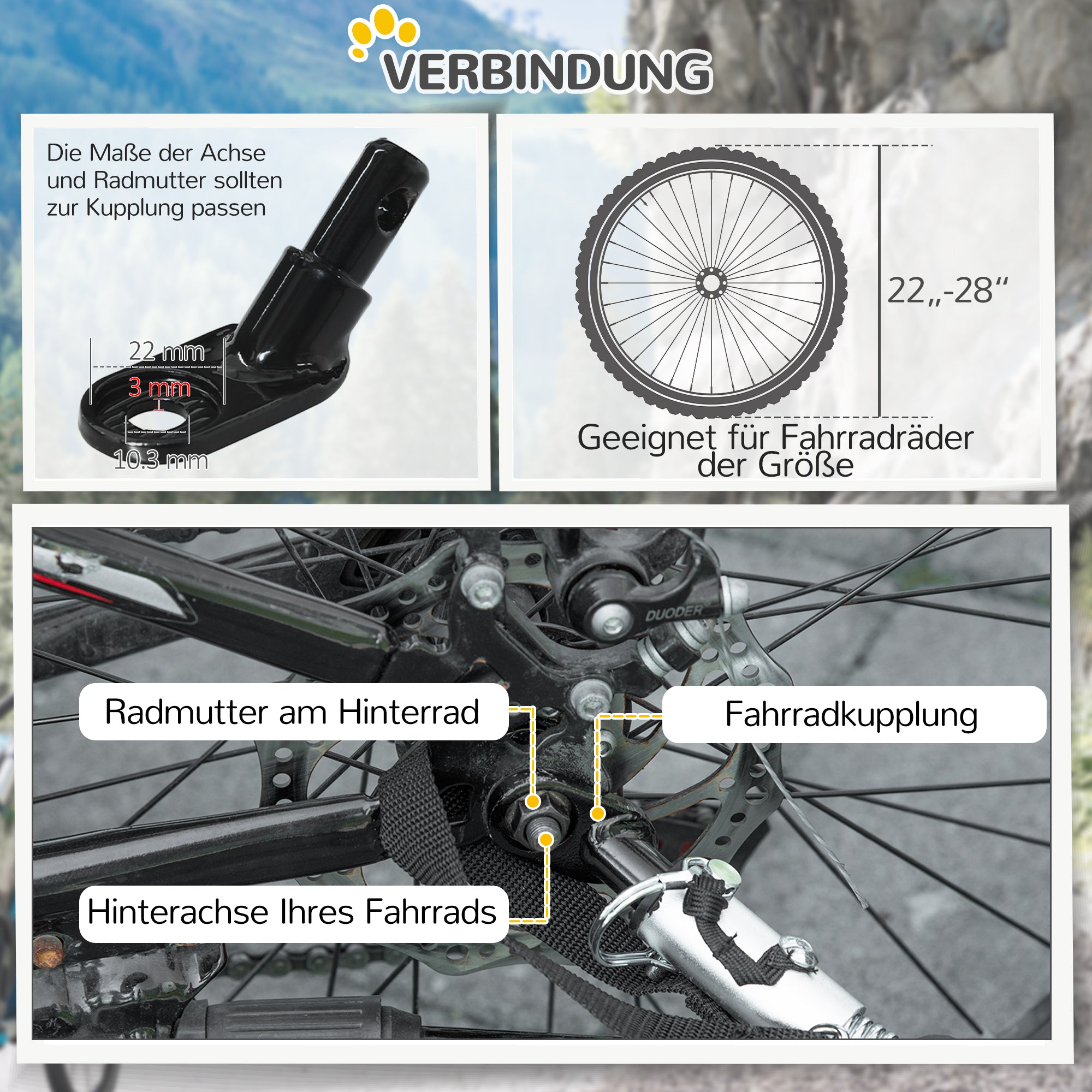 PawHut Hundeanhänger bis 20kg Netzfenster aufrollbare Abdeckung Universalkupplung Stahlrahmen gelb 140 x 71 x 83 cm