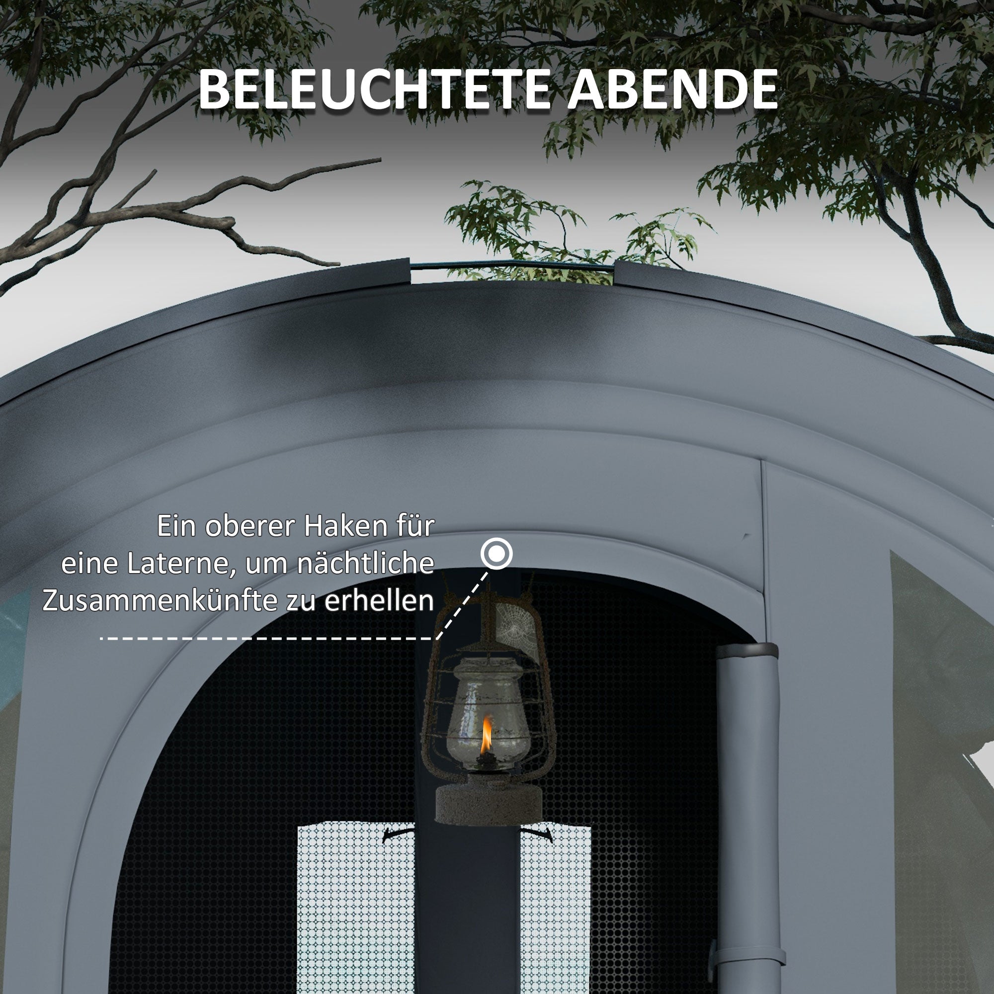 Outsunny Campingzelt bis 6 Pers., Familienzelt, separate Bereiche, wasserdicht, Grau/Blau