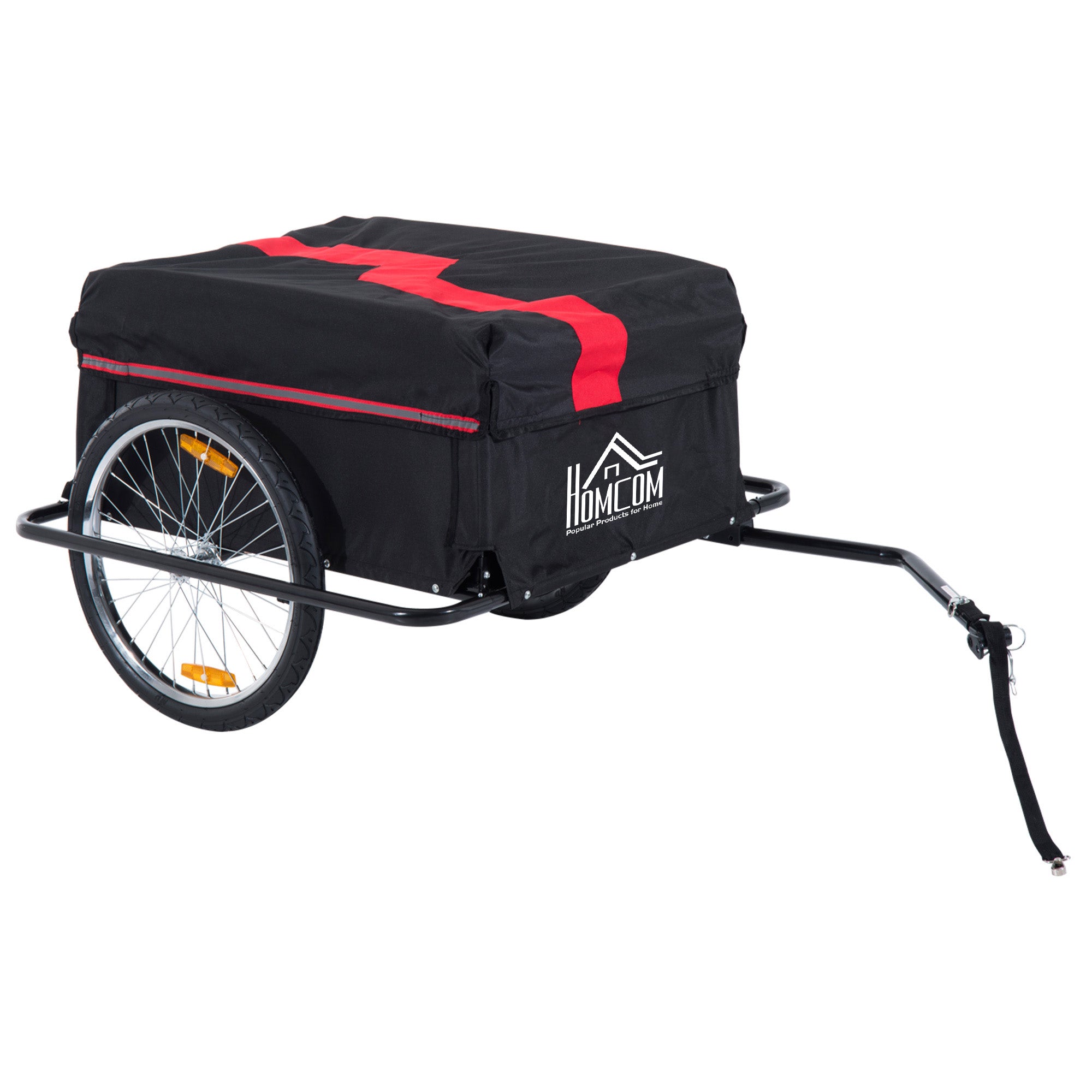 HOMCOM Fahrradanhänger Klappbar Lastenanhänger mit Kupplung,Transportwagen bis 40 kg belastbar, Transportanhänger Anhänger für Fahrrad Handwagen 140 x 88 x 60 cm