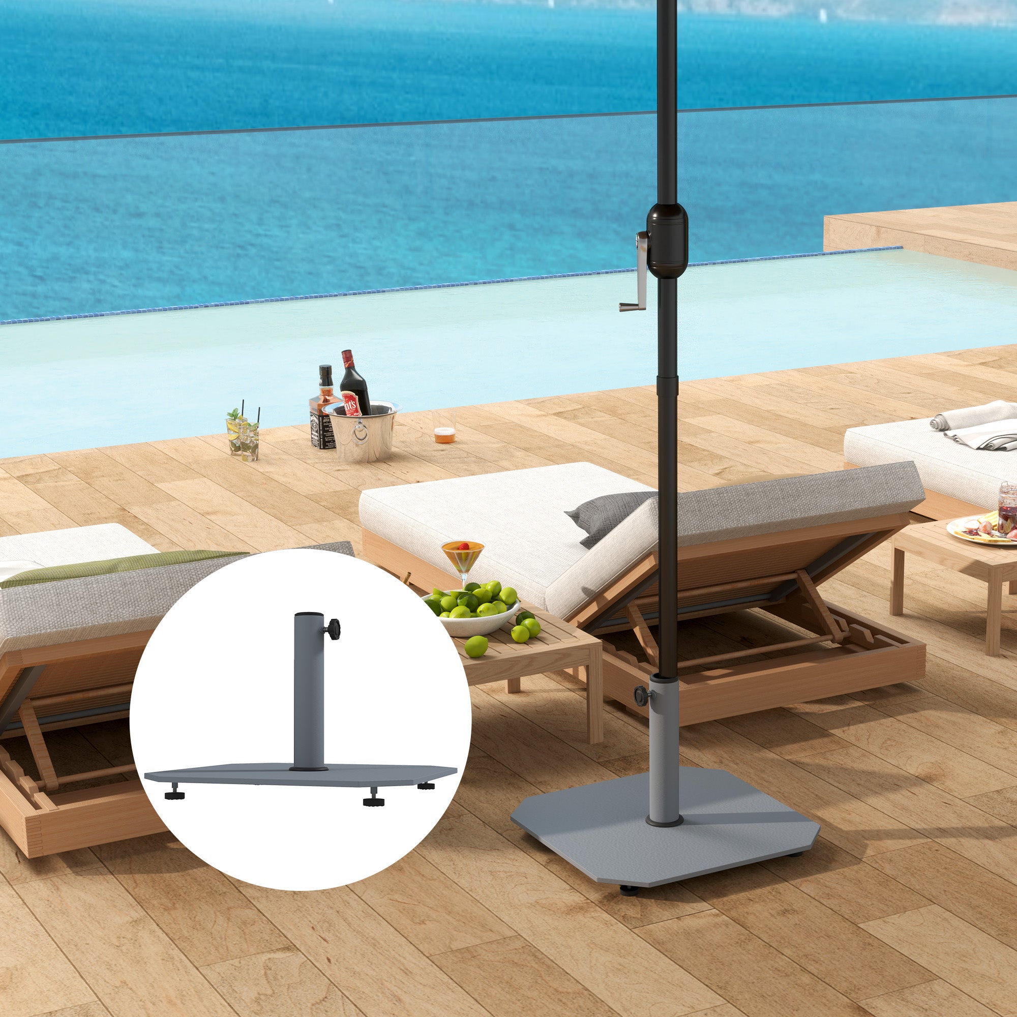 Outsunny Sonnenschirmständer aus Metall 18,5 kg Schirmständer, Quadratisch Schirmhalter für Sonnenschirm 32/38/48mm