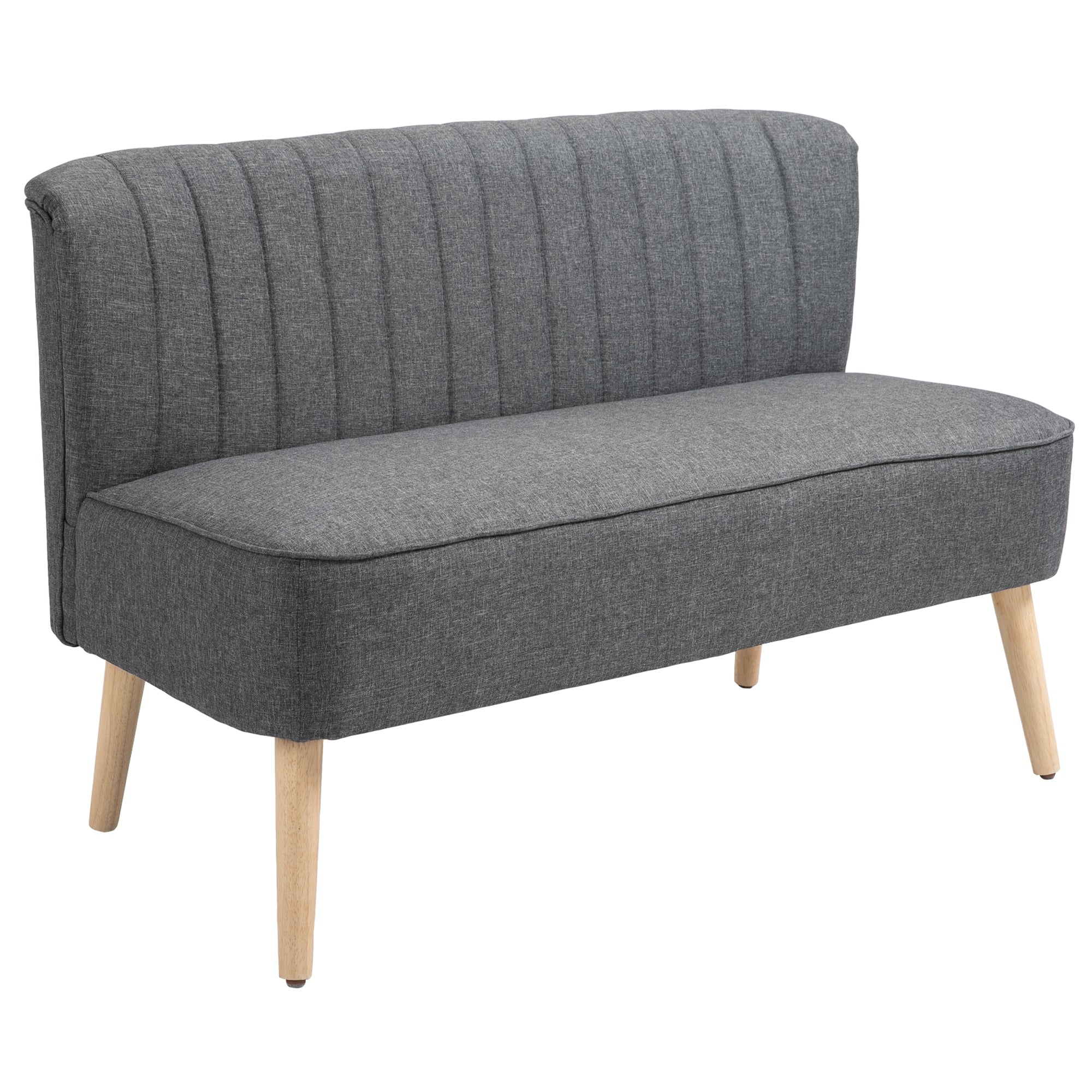 HOMCOM 2-Sitzer Sofa, weiche Polsterung, pflegeleichter Bezug, bis 150 kg, 117 x 56,5 x 77 cm, Dunkelgrau