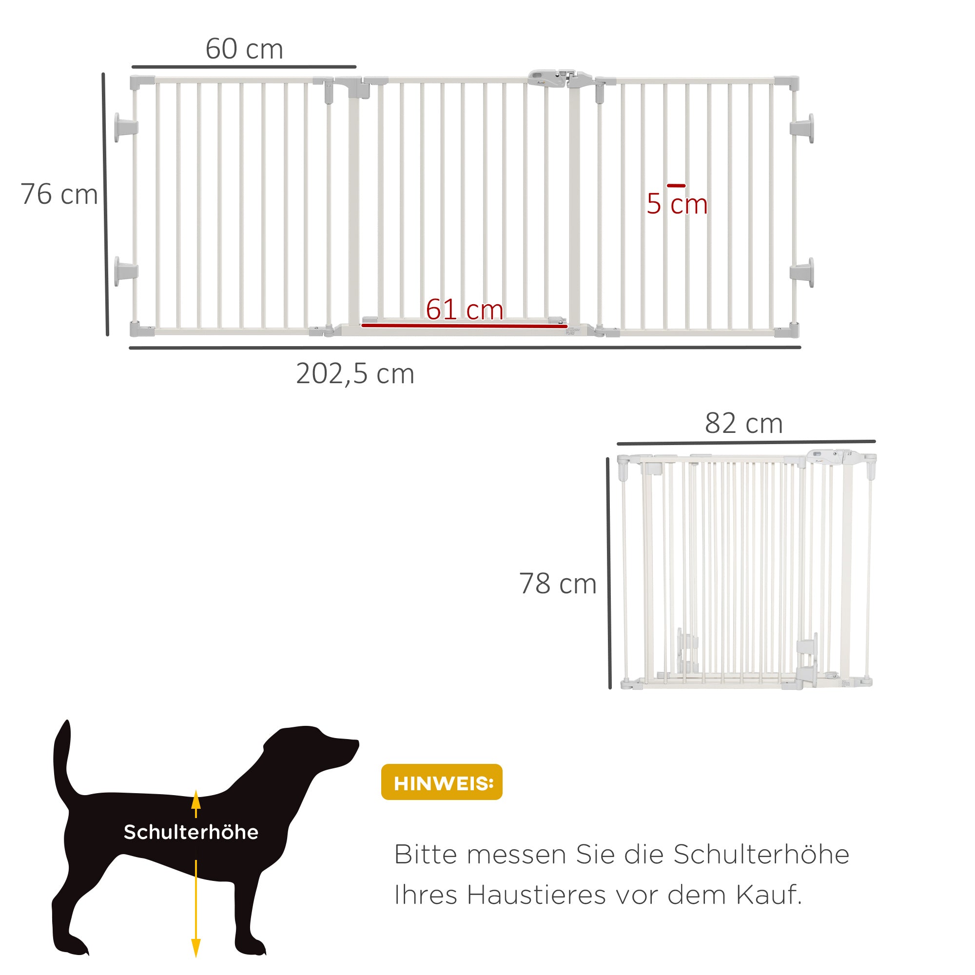 PawHut Hunde Absperrgitter Türschutzgitter Haustierschutzgitter verstellbar klappbar Kamingitter mit automatische schließenden Tür 3 Paneele für Ofen Wandmontage/Freistehend Weiß 202,5 x 76 cm