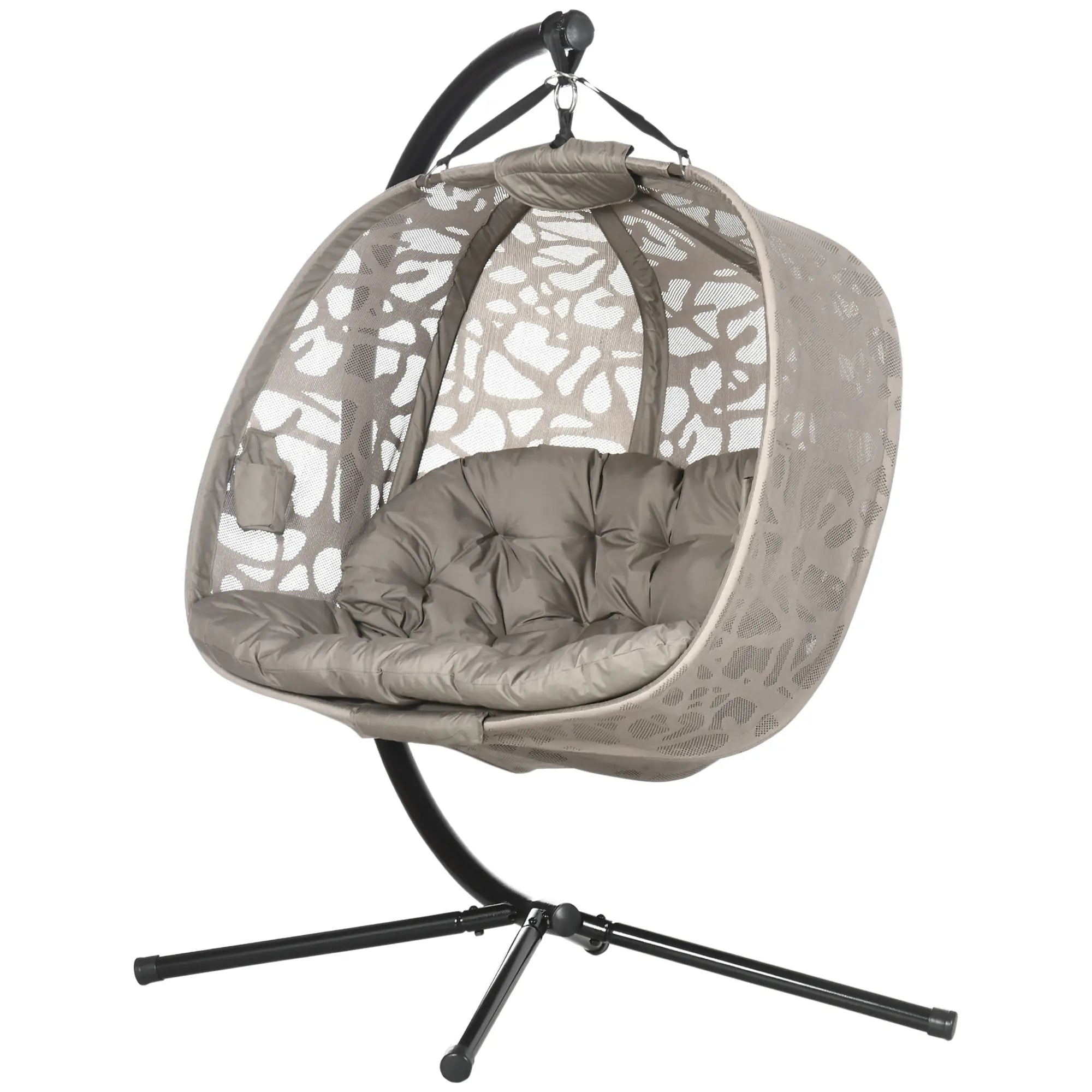 Outsunny Hängesessel 2-Sitzer klappbar mit Dach und Kissen Sand