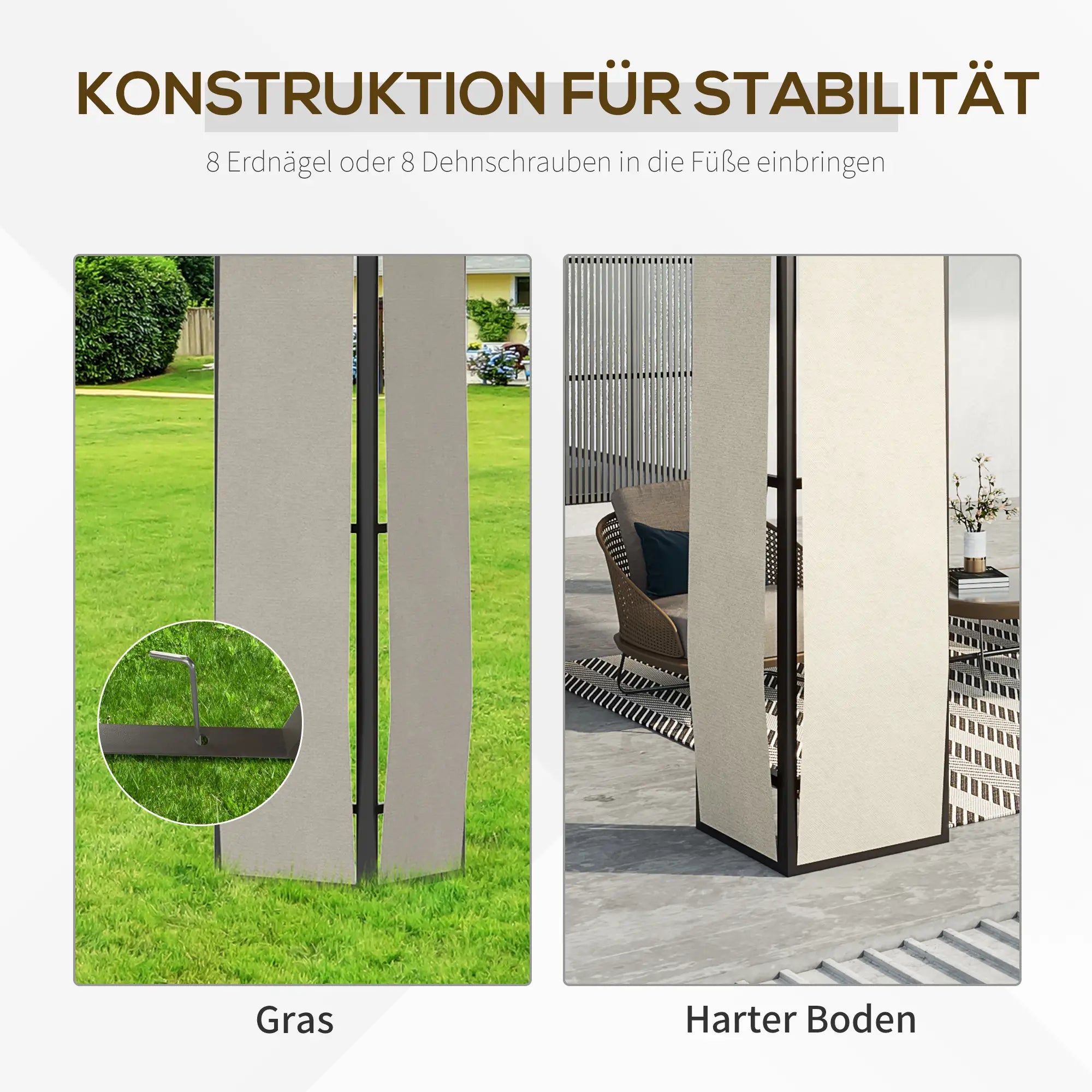 Outsunny Gartenpavillon Polycarbonat-Dach UV-Schutz Outdoor