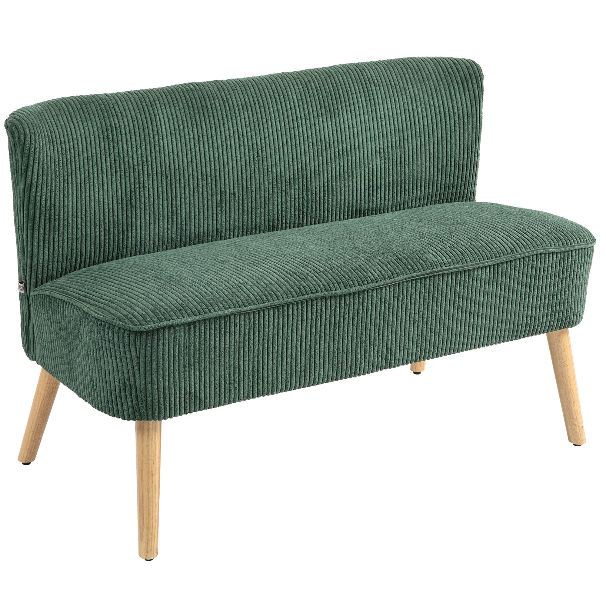 HOMCOM 2-Sitzer Polstersofa, Holz, Samtartiges Polyester, Schaumstoff, 117 x 56,5 x 77 cm, Grün