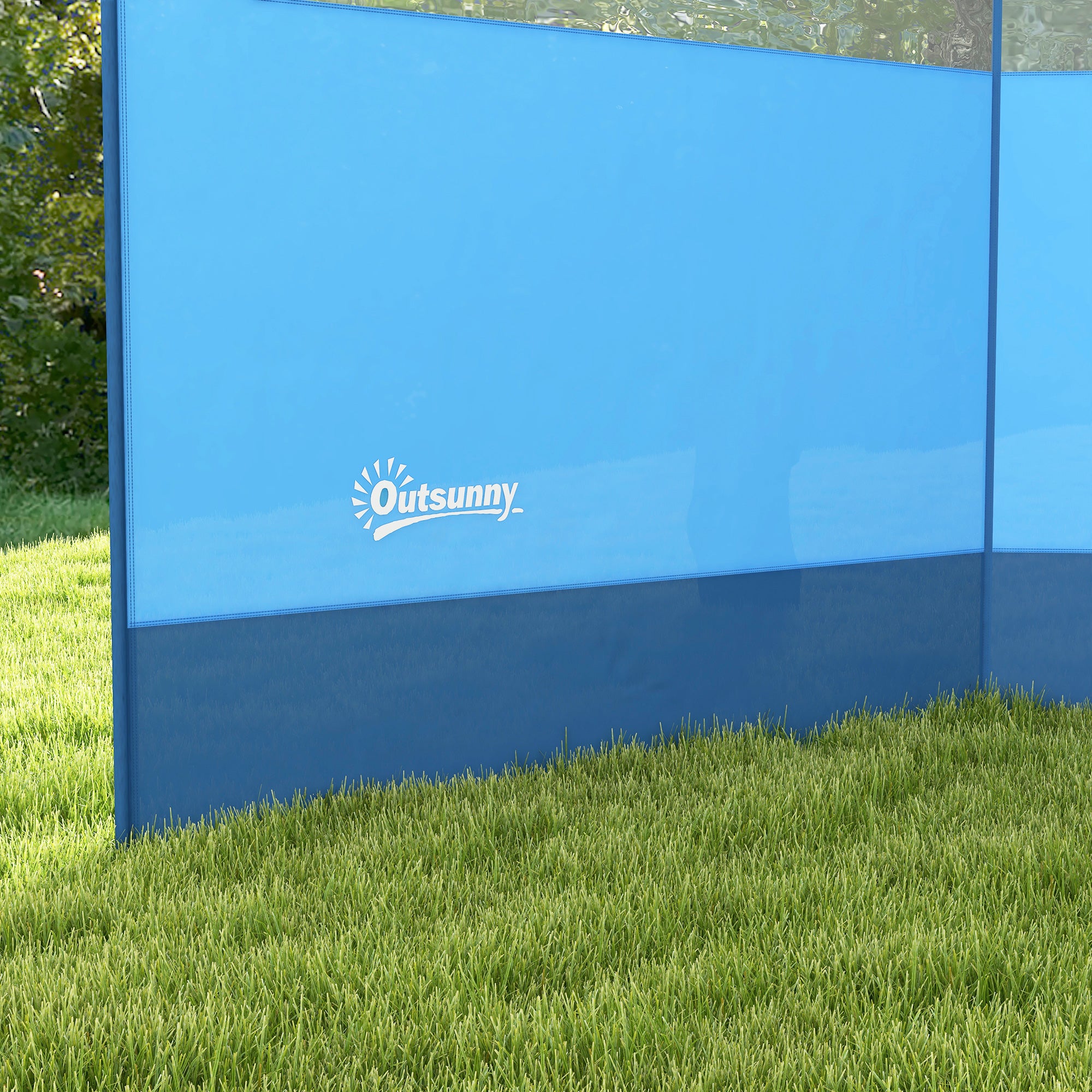 Outsunny Windschutz mit Sichtfenster und Tragetasche, Stahlstangen, 440x140cm, Blau