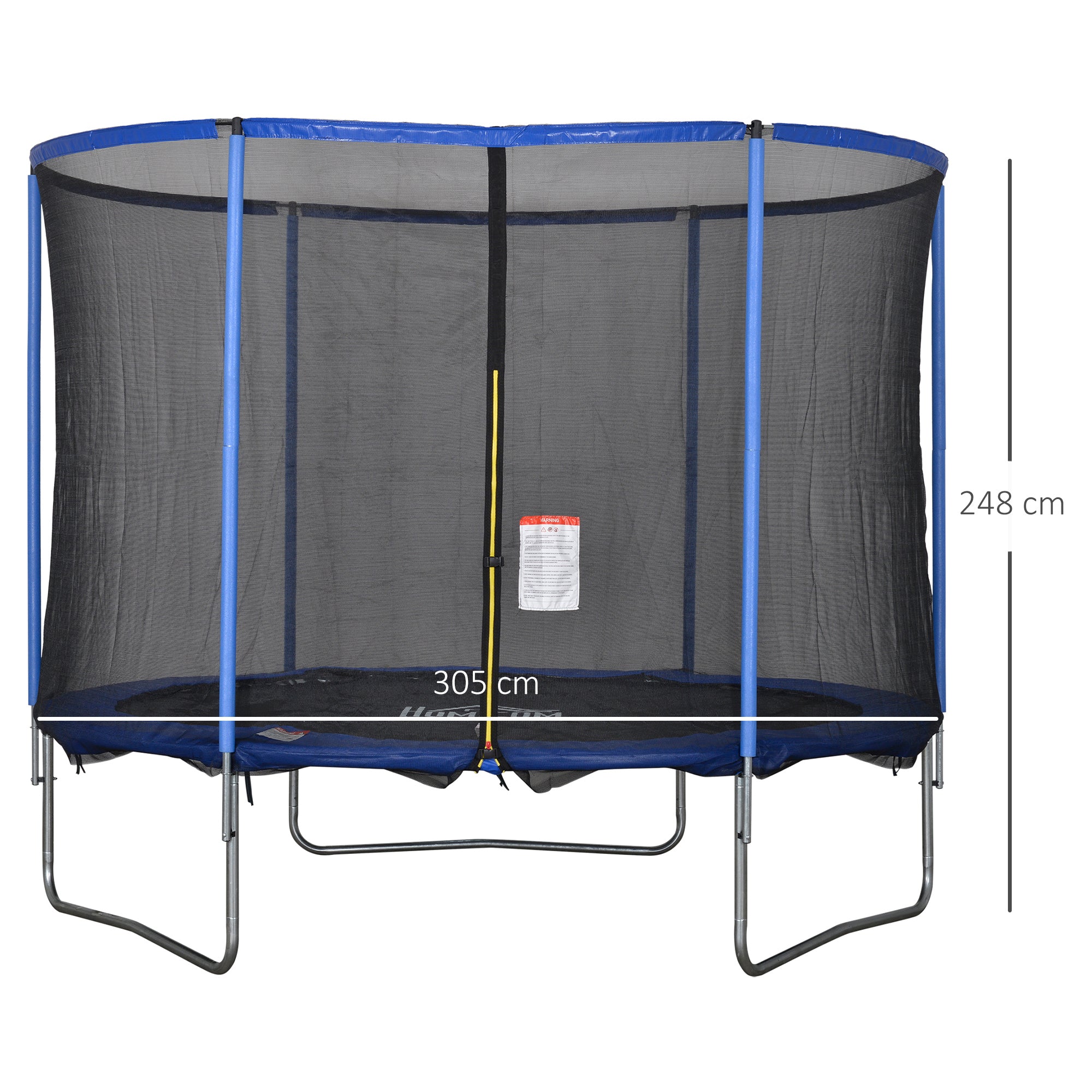HOMCOM Trampolin mit Sicherheitsnetz Gartentrampolin für Innen- und Außenbereich Fitnesstrampolin für Kinder und Erwachsene Stahl Blau+Schwarz bis 113,6 kg Ø305 x 248H cm