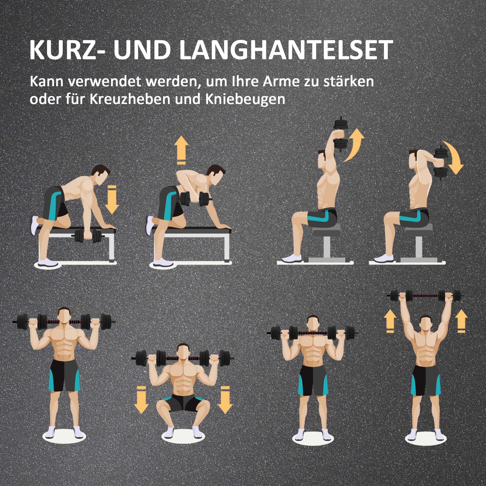 HOMCOM 2 in 1 Hanteln Set 20 kg verstellbare Kurzhantel & Langhantel professionell Dumbbell Krafttraining Schwarz