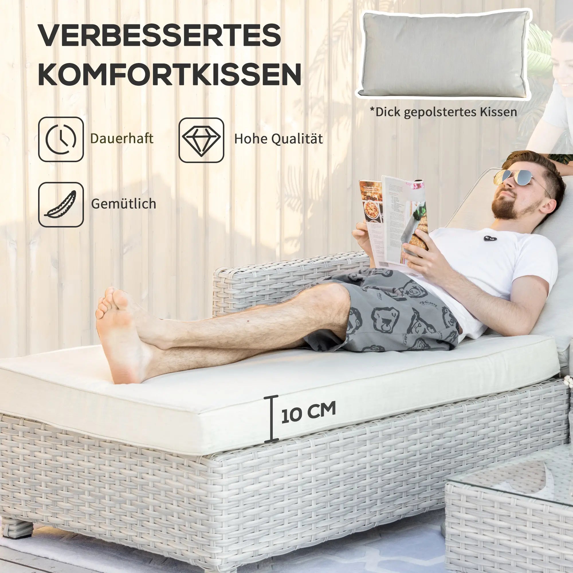 Outsunny Polyrattan Gartenmöbelset 3-tlg. verstellbar Aluminium