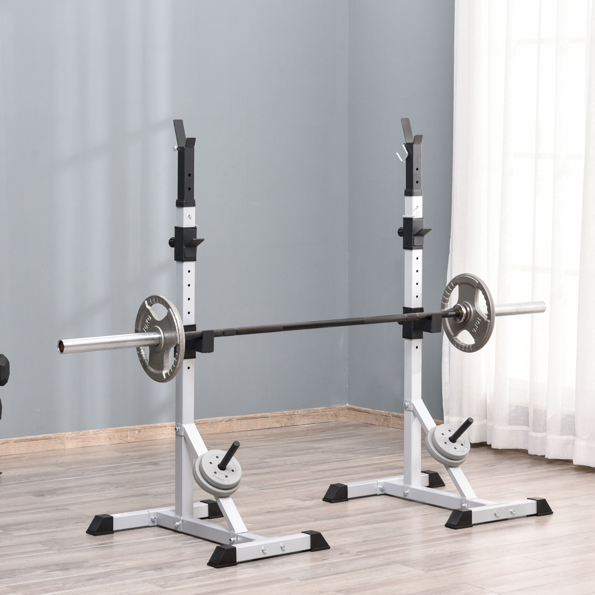 HOMCOM 2er Set Hantelständer 3 Ebenen Höhenverstellbar Hantelablage aus Stahl bis 200 kg belastbar Silber+Schwarz