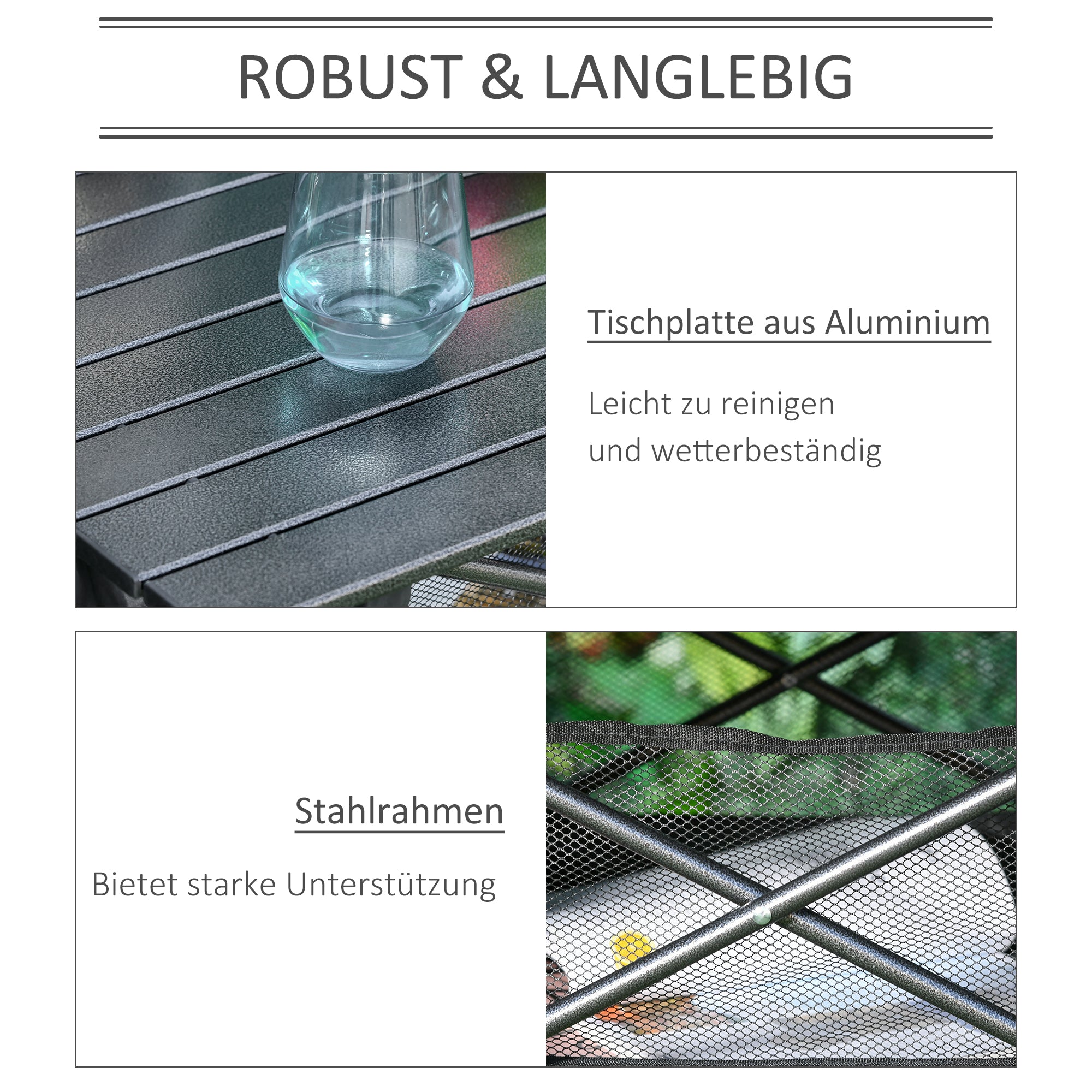 Outsunny Campingtisch aus Aluminium faltbar Klapptisch Falttisch mit Netztasche tragbarer Picknicktisch für Camping Garten Party Picknick Balkon Schwarz 70 x 70 x 69 cm