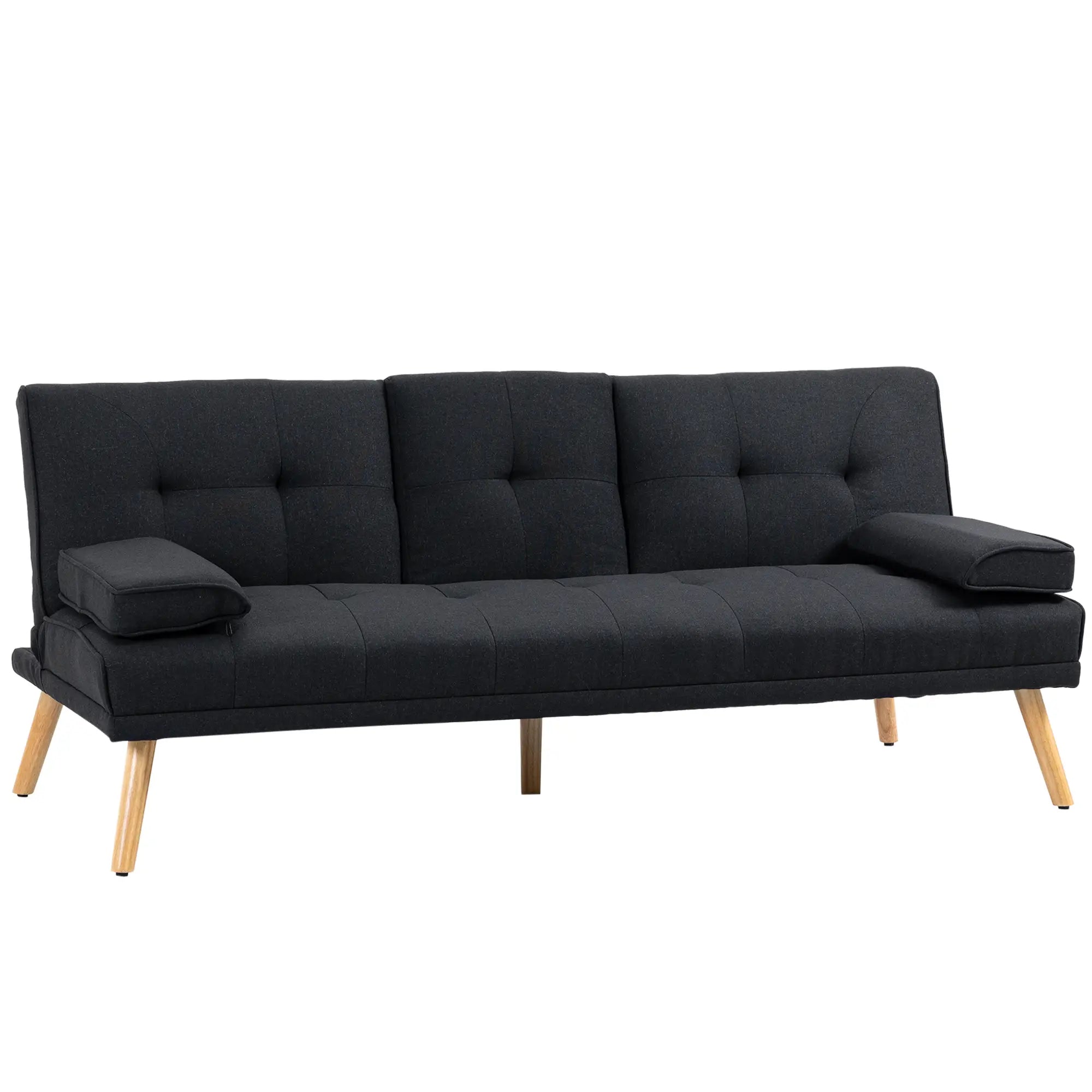 HOMCOM Schlafsofa, Gästebett, verstellbare Rückenlehne, klappbarer Tisch, 181x77x78 cm, Schwarz