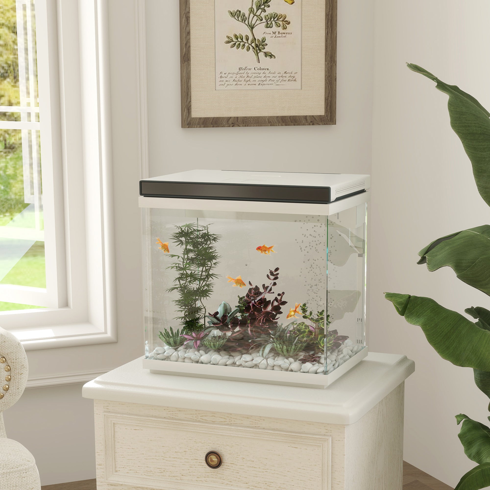 PawHut 26 Liter Aquarium mit Filter, LED-Beleuchtung, Wasserpumpe, für verschiedene Fischarten, ca. 38 x 26 x 38 cm