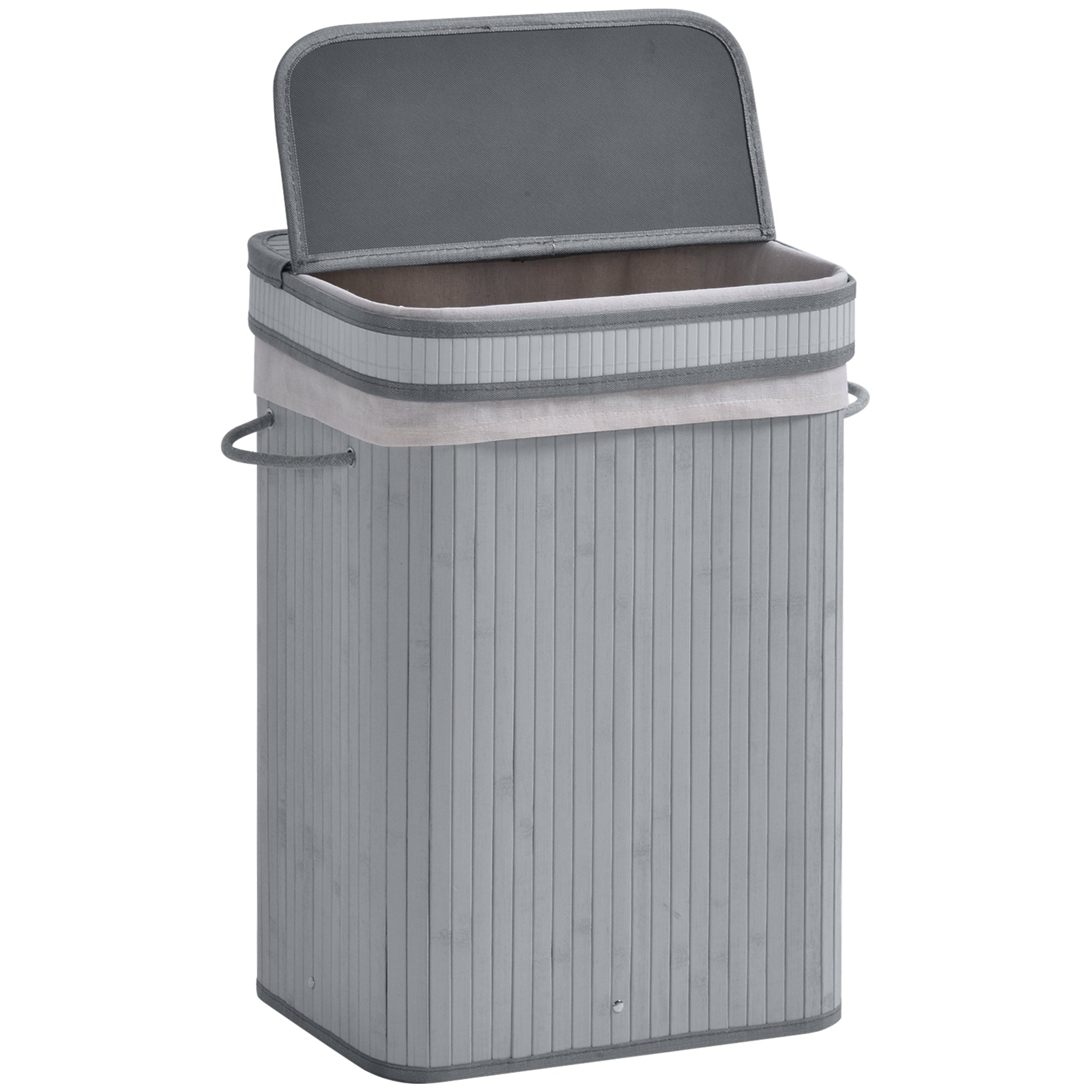 HOMCOM Wäschekorb, 70 L Wäschesammler mit Deckel, herausnehmbarer Innenfutter, Wäschebox für Badezimmer, 40 x 30 x 60 cm, Grau