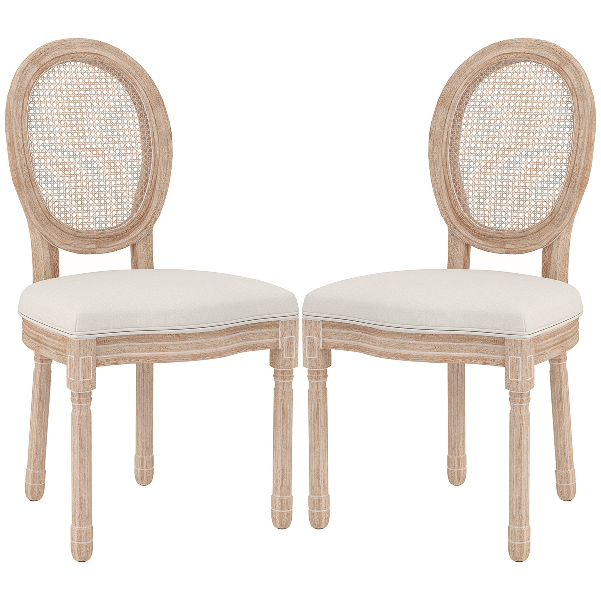 HOMCOM 2er-Set Esszimmerstühle Küchenstühle, Vintage Design, Wienergeflecht-Optik, Natur + Creme