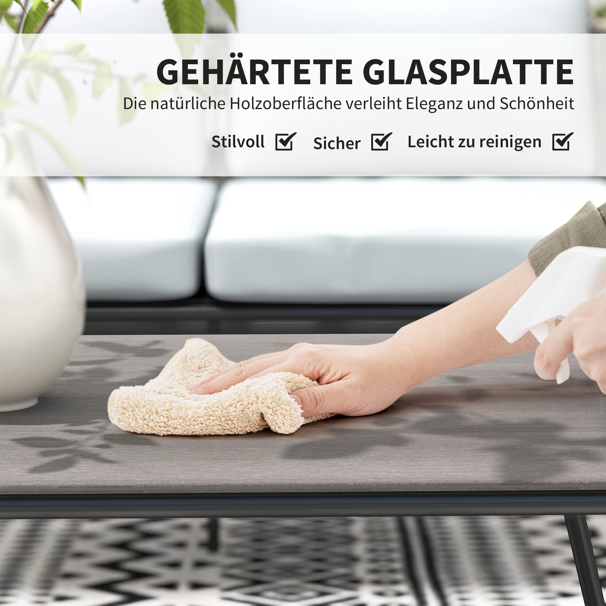 Outsunny Gartenmöbel Set aus Polyrattan Lounge-Set mit Sofa Sessel Tisch Kissen wetterfest 116 x 60 x 69 cm Braun+Dunkelgrau