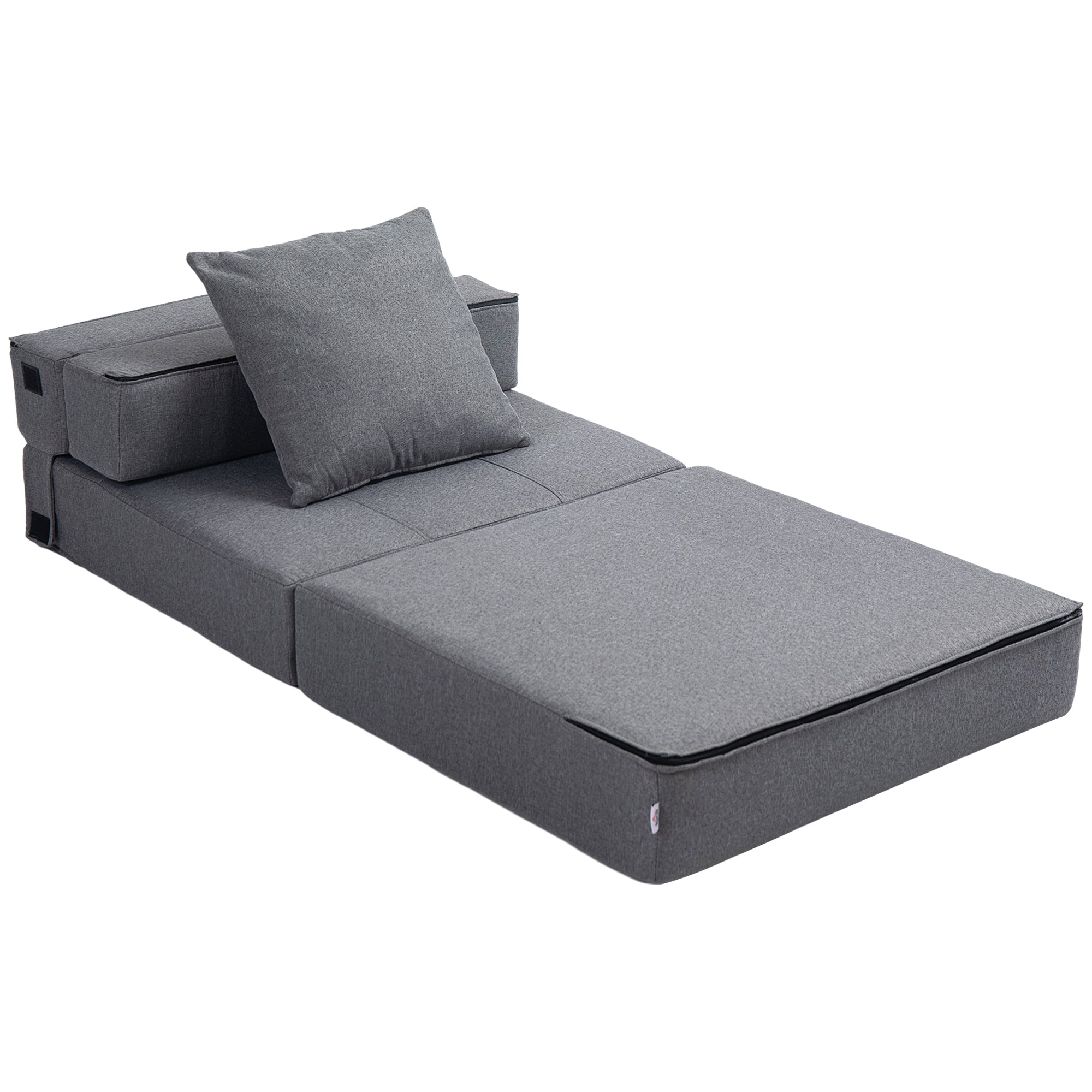 HOMCOM Schlafsessel Relaxsessel Gästebett. abnehmbarer Bezug, 70 cm x 70 cm x 61 cm, Dunkelgrau