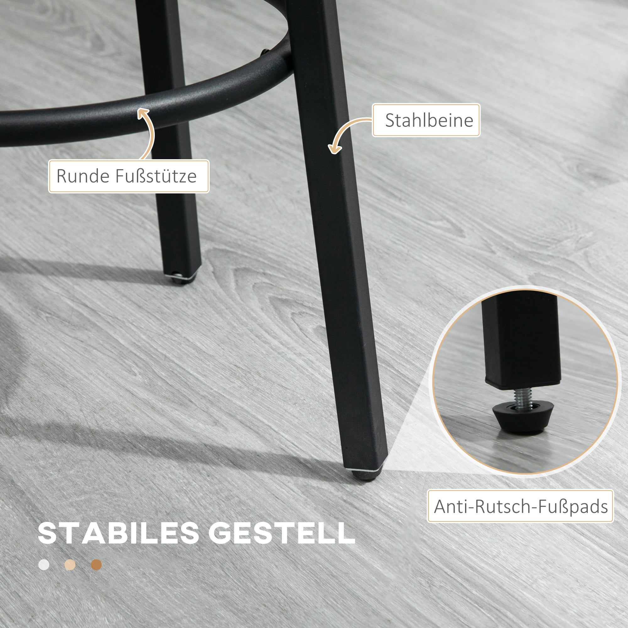 HOMCOM Barhocker-Set aus 2 Barstühlen im Industrial Design, Metallrahmen, Fußstütze, 42 x 42 x 65 cm