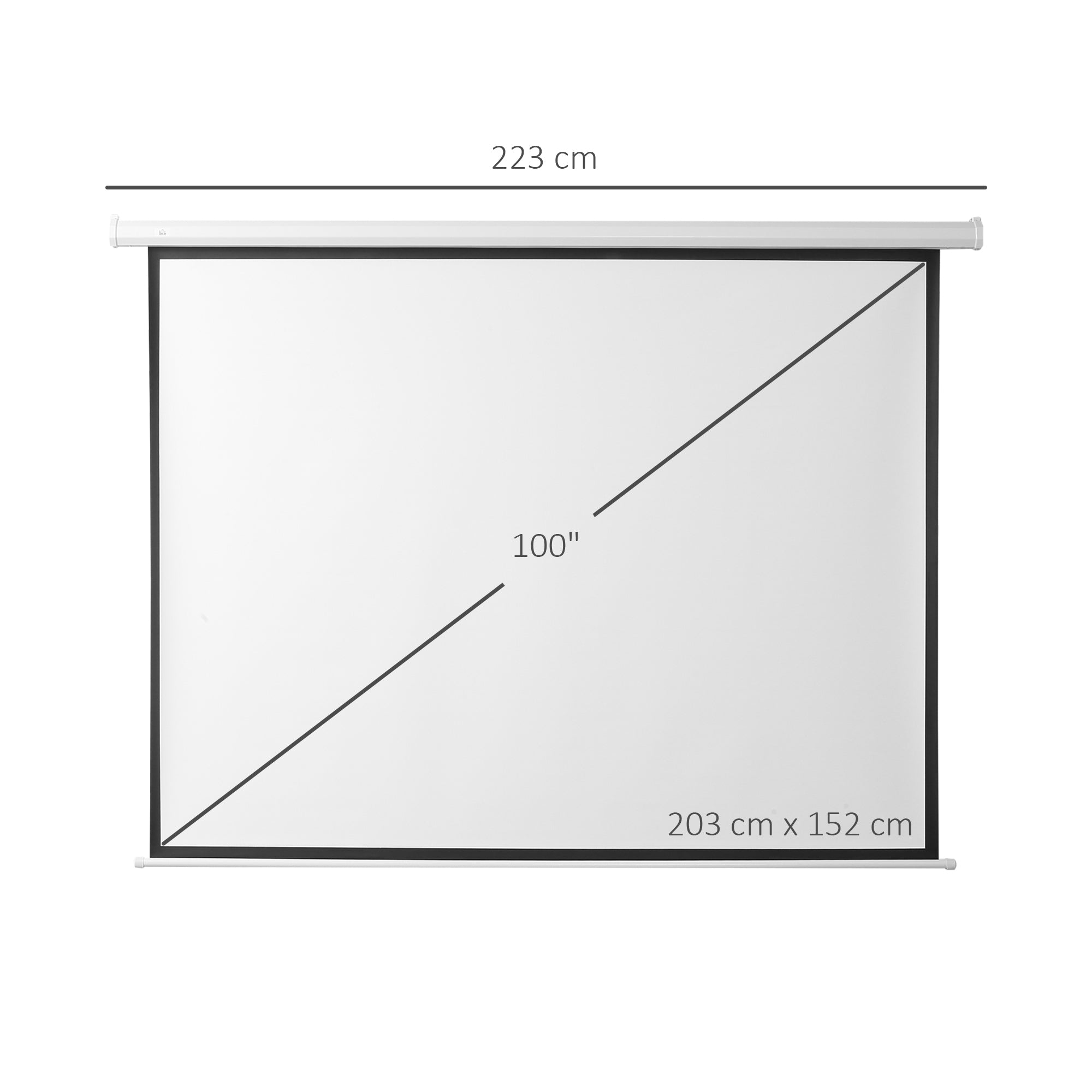 HOMCOM Beamer-Leinwand, Projektionsleinwand, 100 Zoll, 4:3, 203x152 cm, Weiß