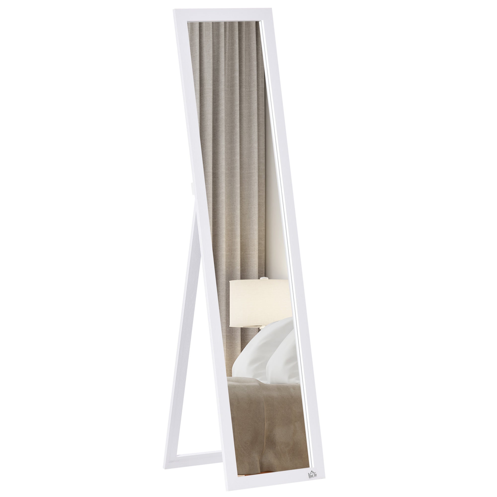 HOMCOM Ganzkörperspiegel, freistehend, Wandmontage, MDF-Rahmen, 37 x 37 x 154 cm, Weiß