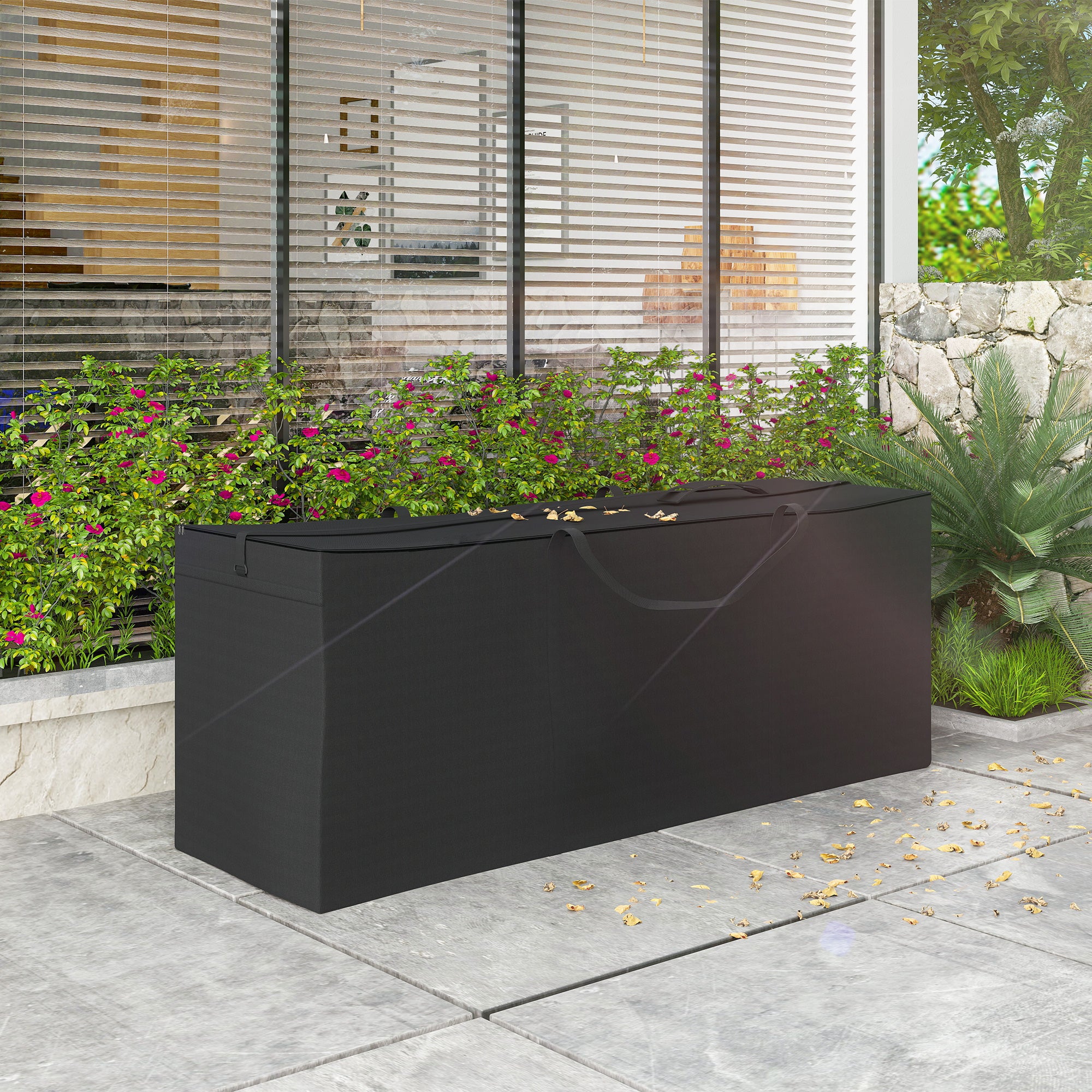 Outsunny Aufbewahrungstasche Gartenpolster, Auflagentasche, Schutzhülle mit Tragegriff Reißverschluss 200x60x75 cm, Schwarz