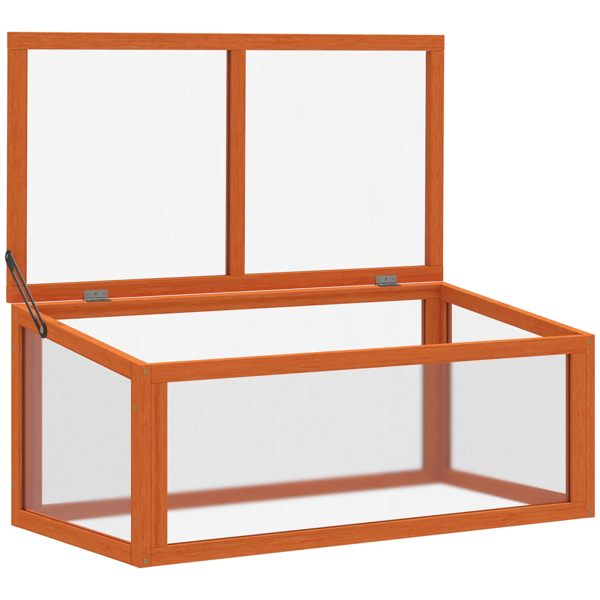 Outsunny Frühbeet Holz und Polycarbonat Treibhaus 90 x 46 x 40 cm Gewächshaus mit Abdeckung wetterfest Frühbeetkasten für Garten Pflanzenbeet Orange