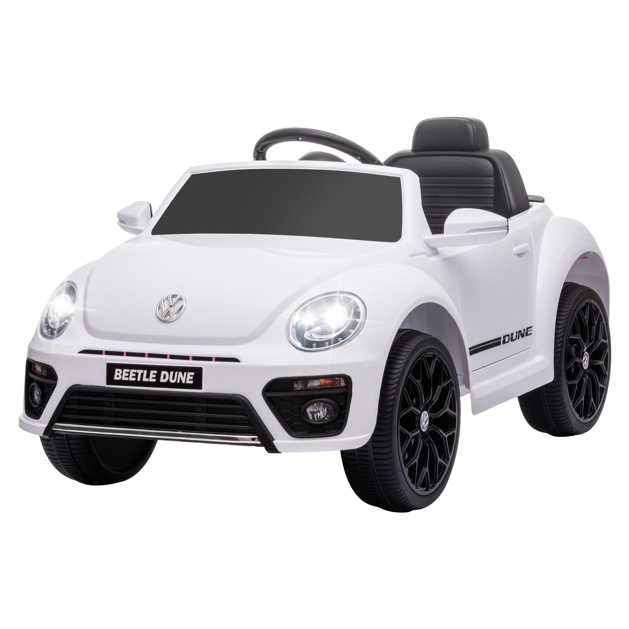 AIYAPLAY Elektro-Kinderfahrzeug, VW Käfer, 3-5 km/h, mit Fernbedienung & Musik, Weiß