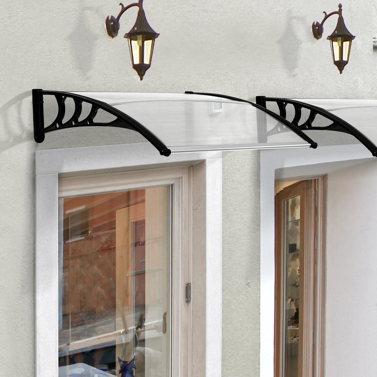 Outsunny Vordach Haustür Überdachung UV-beständig Polycarbonat