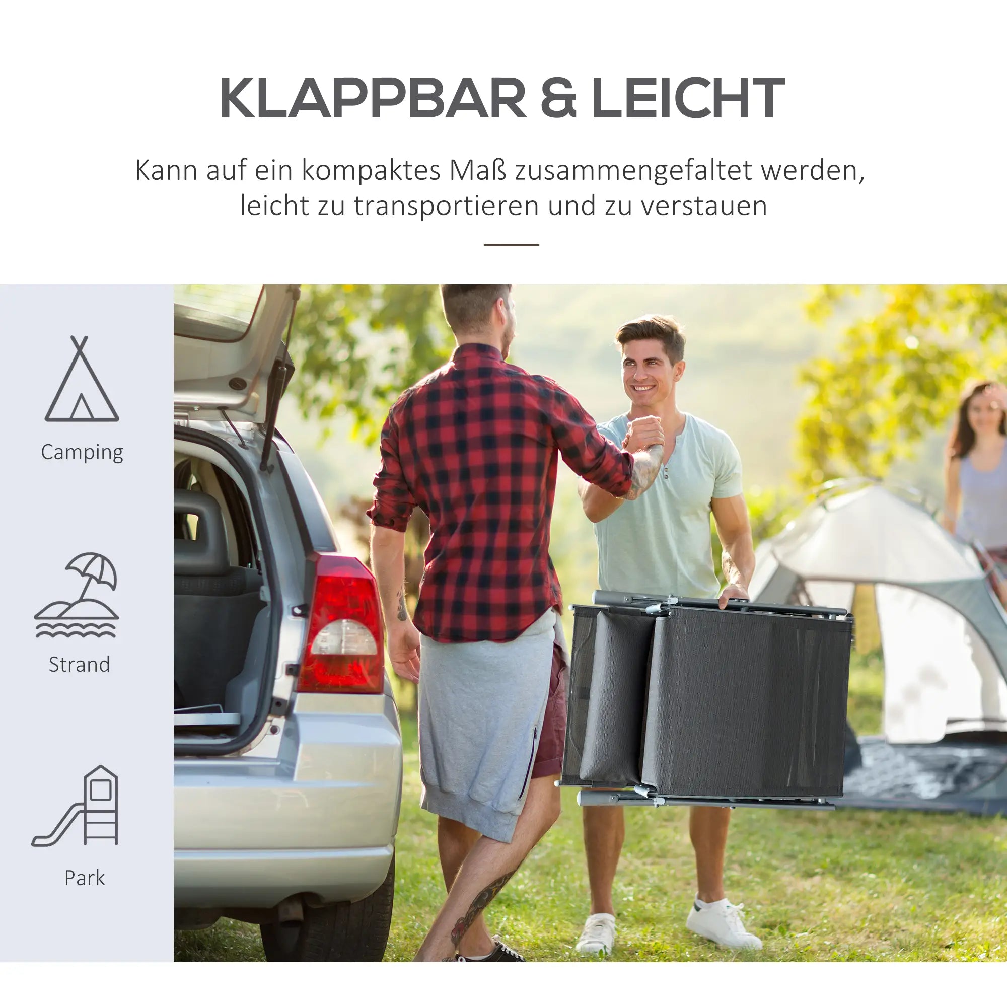 Outsunny Sonnenliege klappbar verstellbar mit Kissen Outdoor